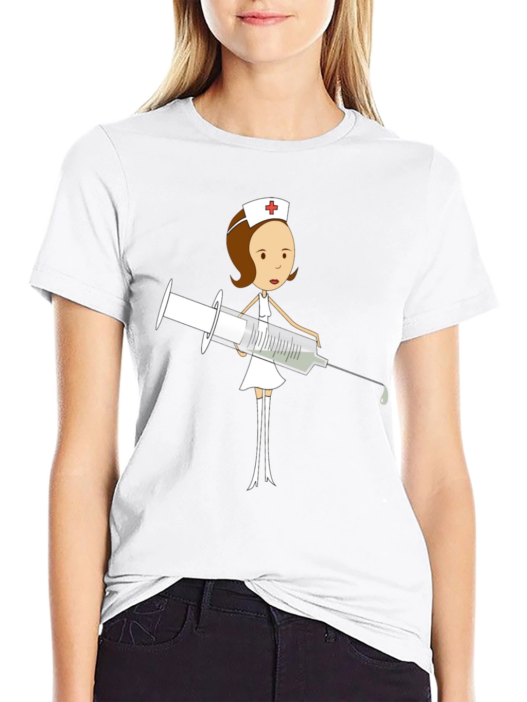 Cartoon Nurse T-Shirt - Humorous Medical Apparel