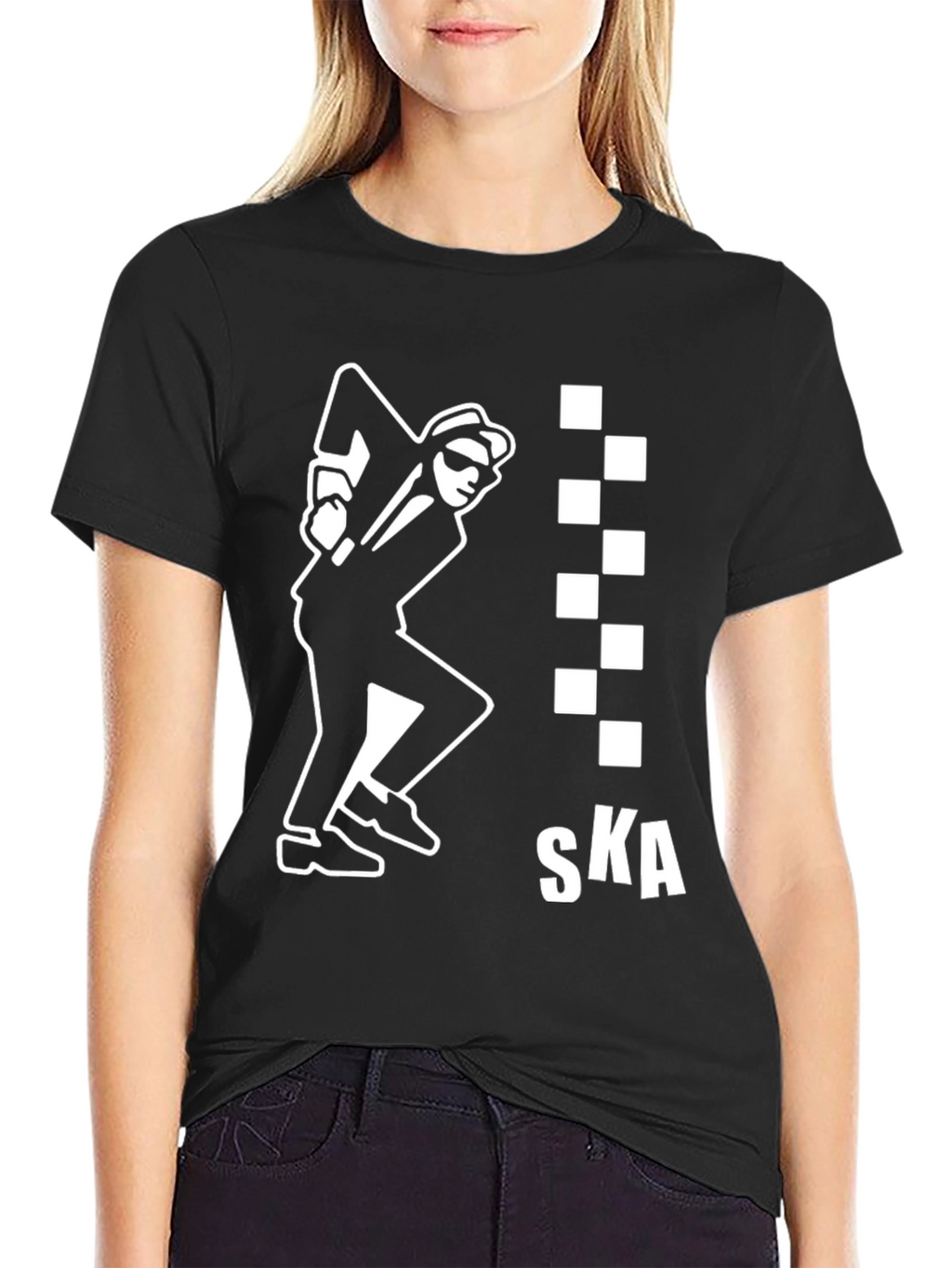 SKA T-Shirt: Black & White Checkered Design