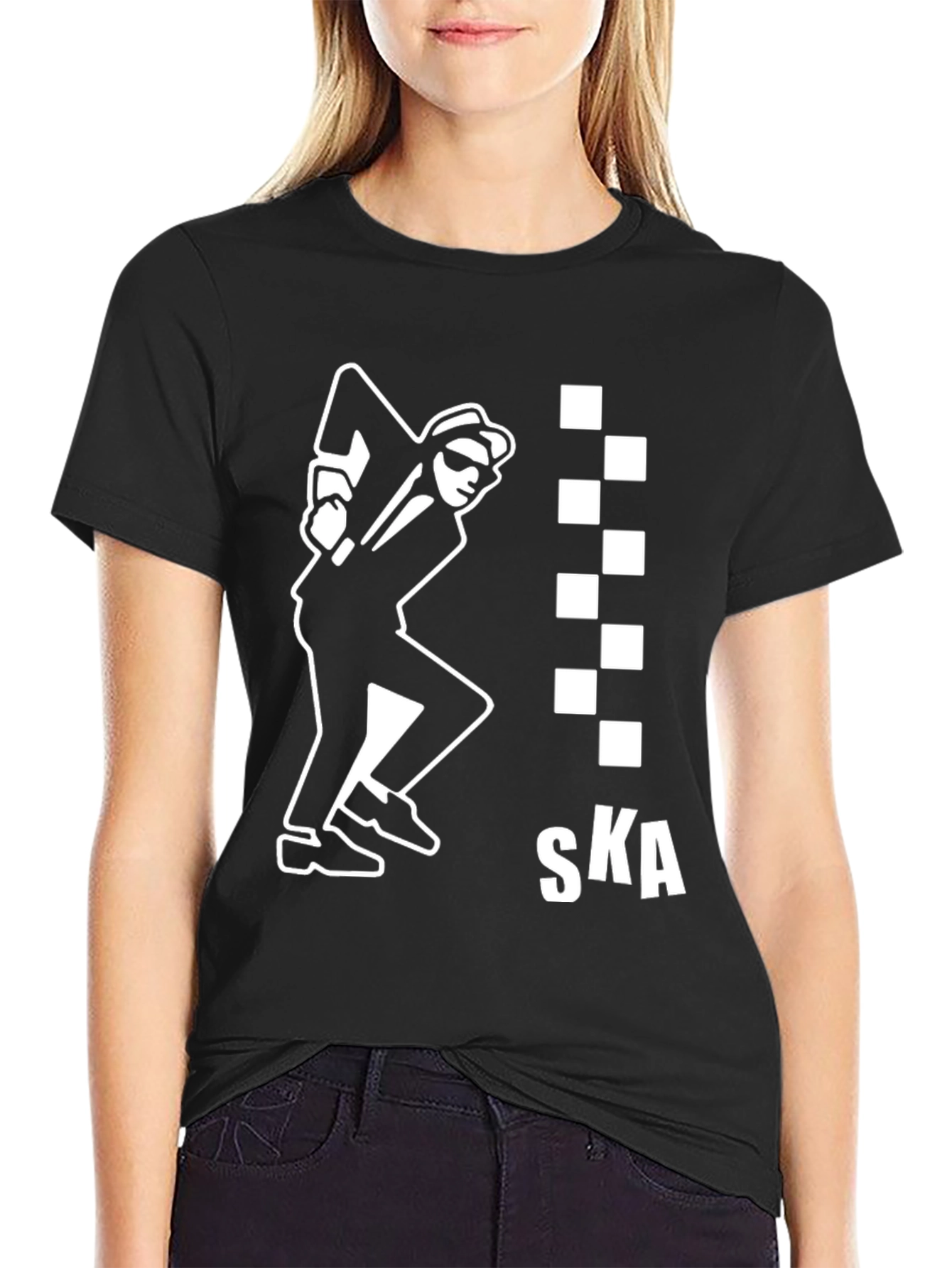 SKA T-Shirt: Black & White Checkered Design
