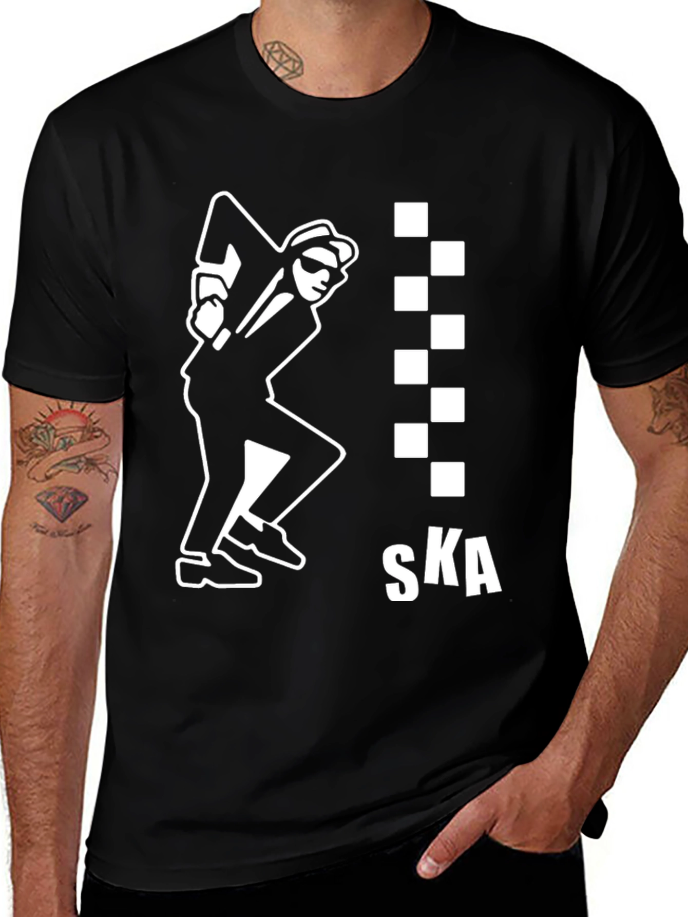 SKA T-Shirt: Black & White Checkered Design