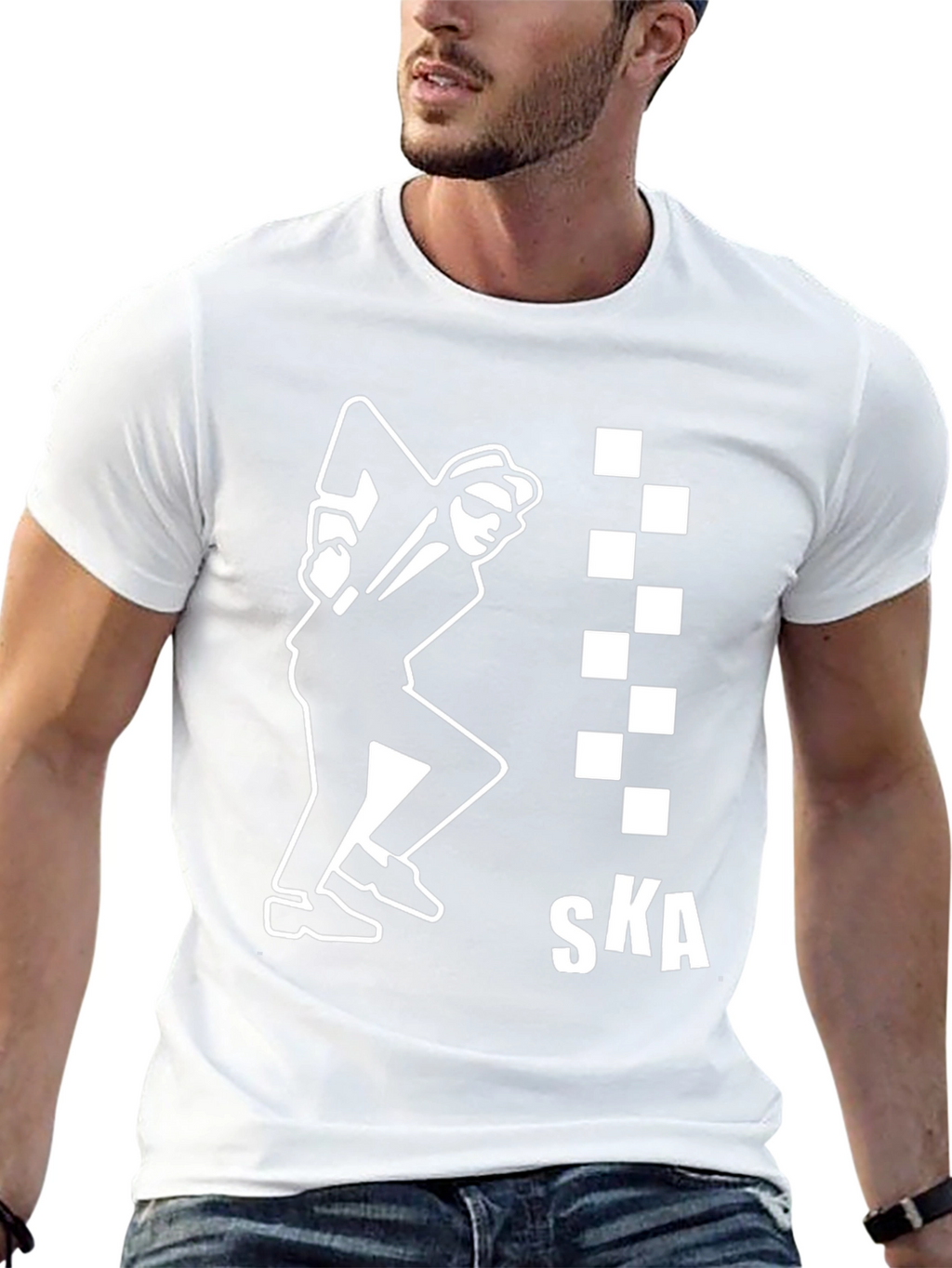 SKA T-Shirt: Black & White Checkered Design