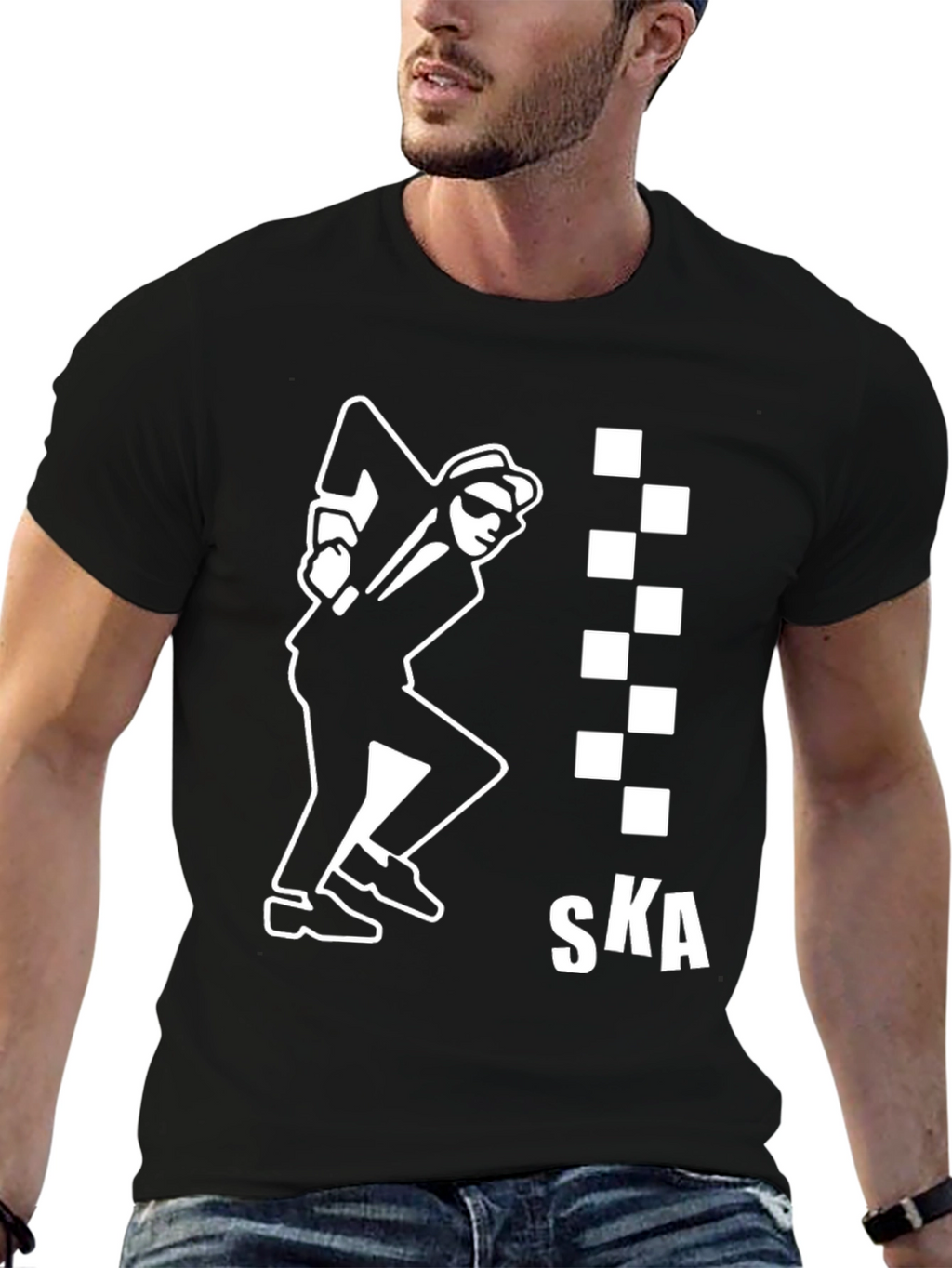 SKA T-Shirt: Black & White Checkered Design