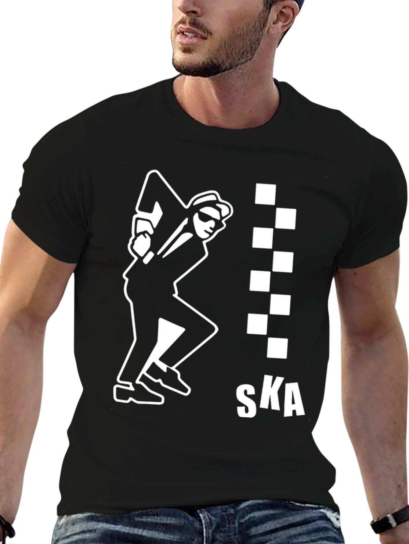SKA T-Shirt: Black & White Checkered Design