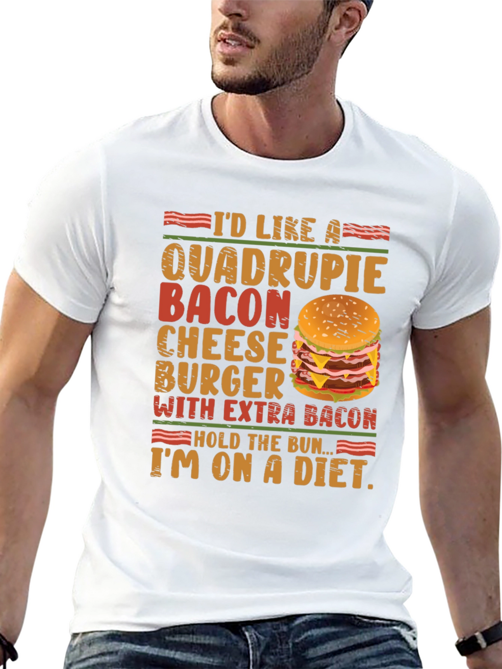 Funny Diet T-Shirt - Bacon Cheeseburger Lover Tee