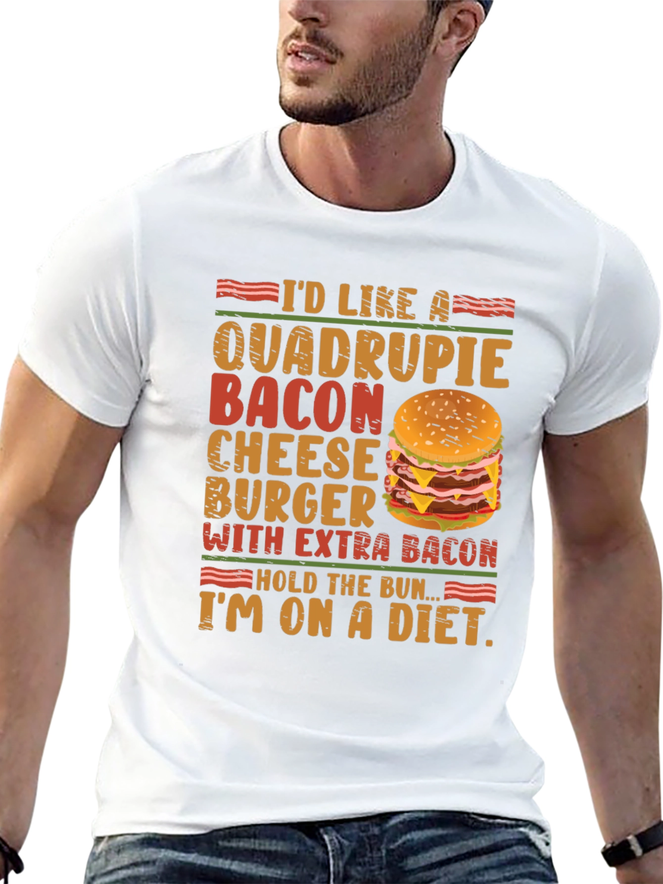Funny Diet T-Shirt - Bacon Cheeseburger Lover Tee