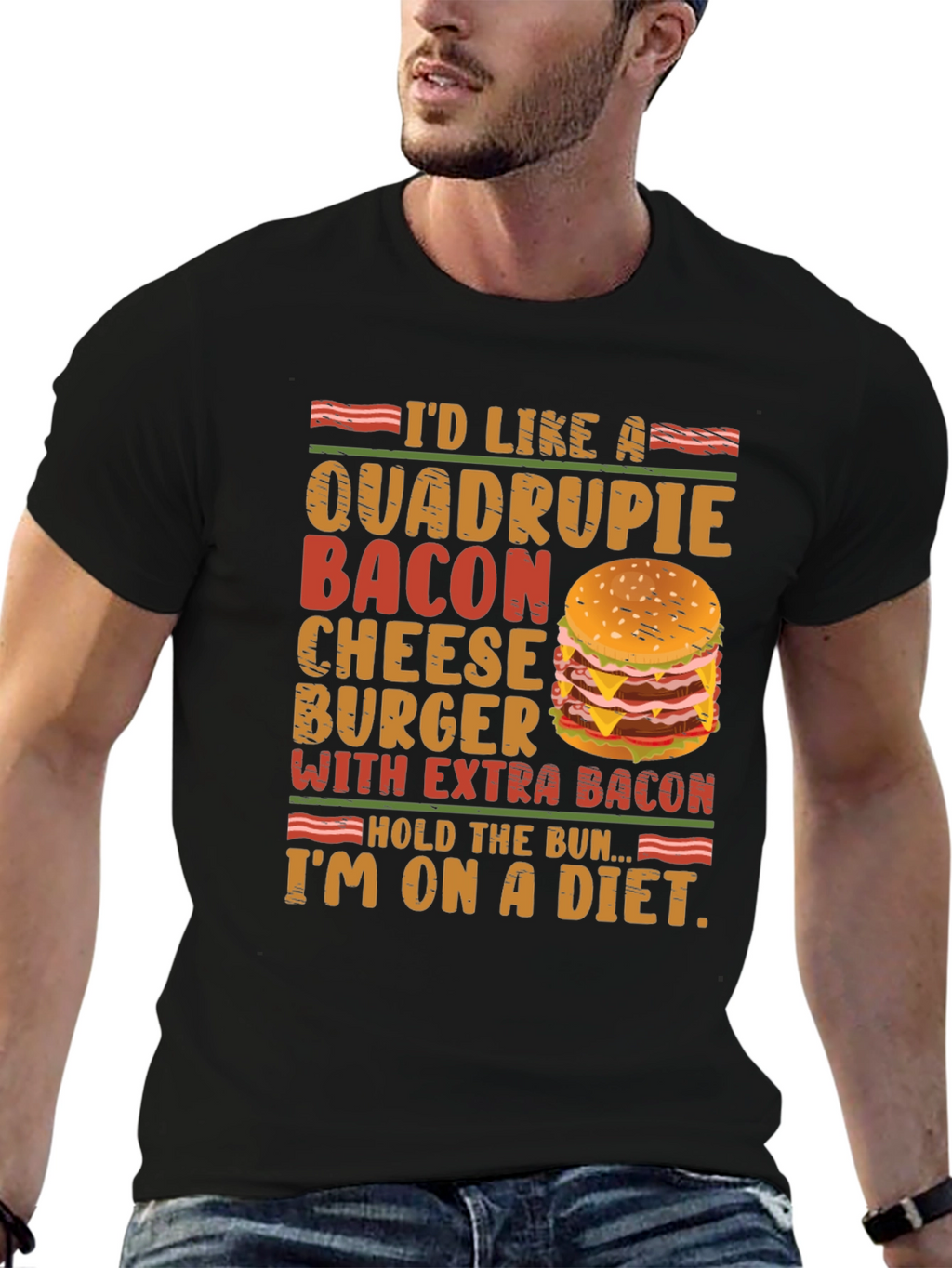 Funny Diet T-Shirt - Bacon Cheeseburger Lover Tee