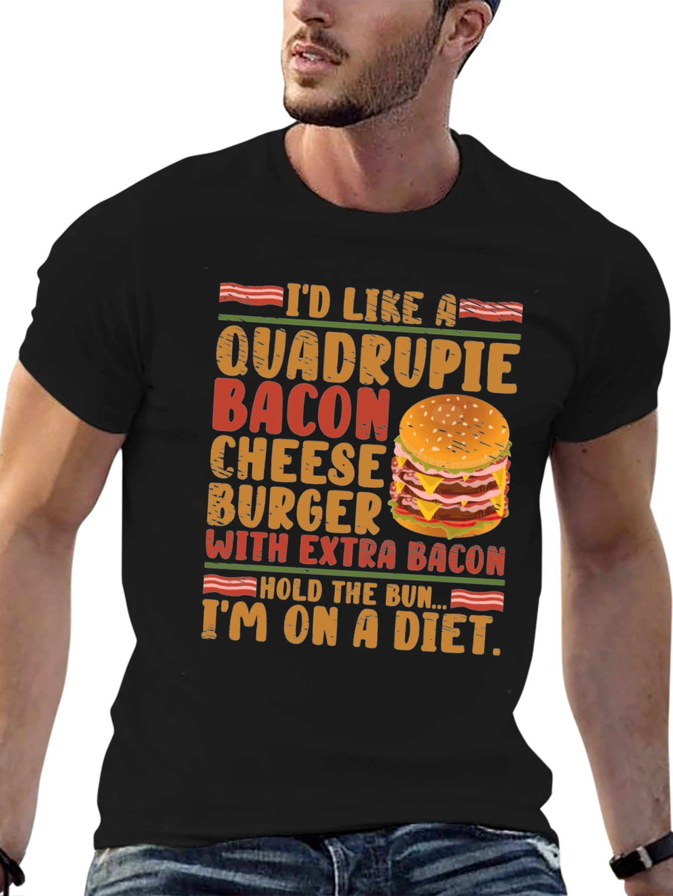 Funny Diet T-Shirt - Bacon Cheeseburger Lover Tee