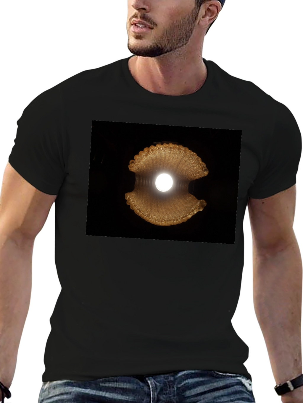 Abstract Sea Shell Graphic Tee - Modern Black T-Shirt