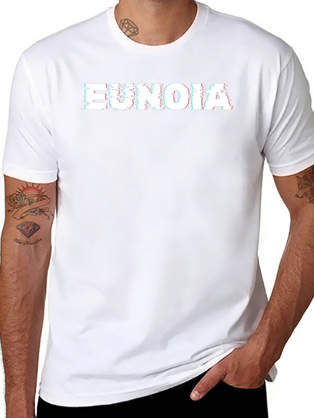 Eunoia Glitch Tee - Black Cotton Graphic T-Shirt