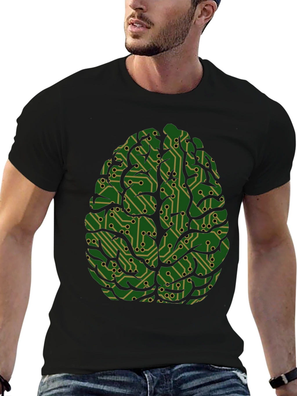 Circuit Brain Graphic Tee - Mens Cool Science T-Shirt
