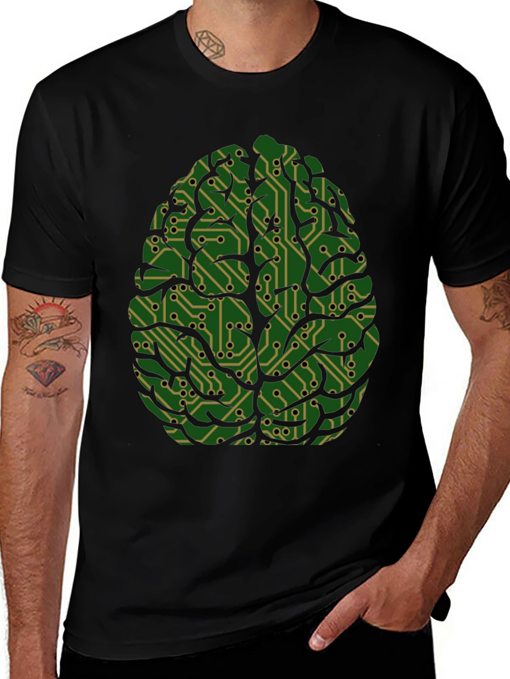 Circuit Brain Graphic Tee - Mens Cool Science T-Shirt