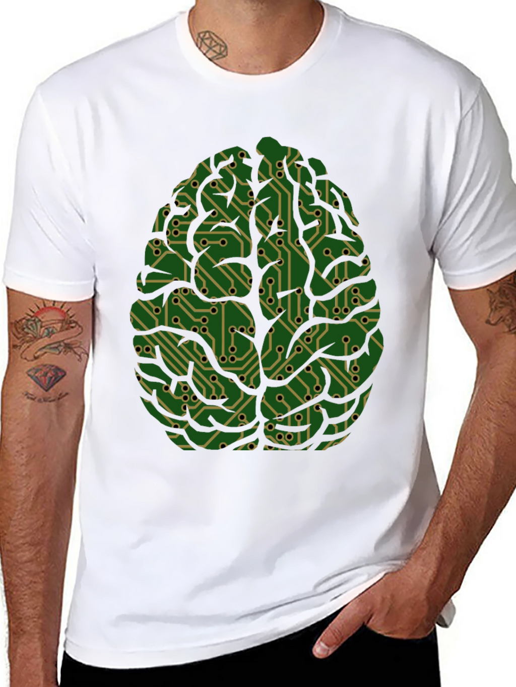 Circuit Brain Graphic Tee - Mens Cool Science T-Shirt