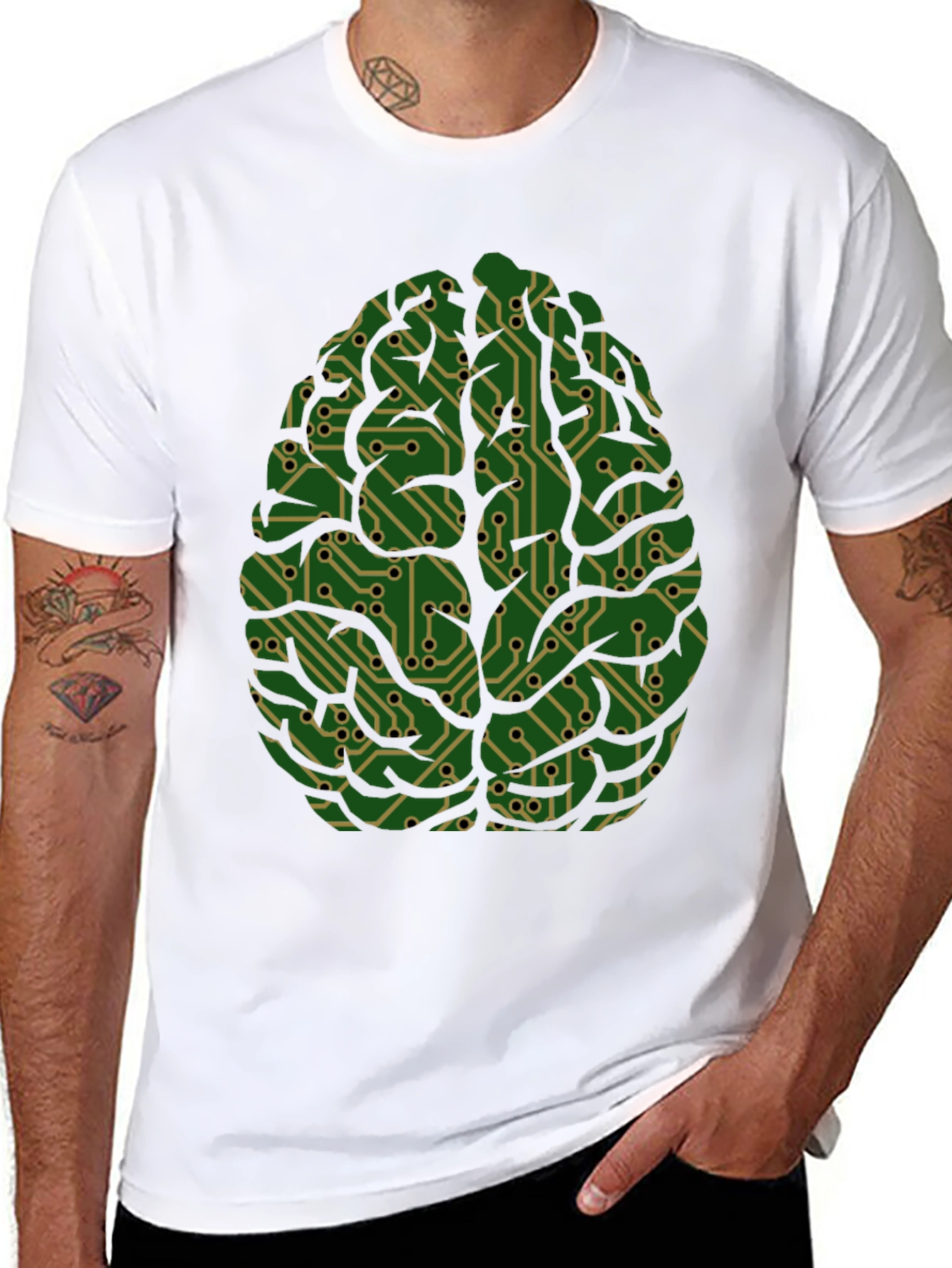 Circuit Brain Graphic Tee - Mens Cool Science T-Shirt