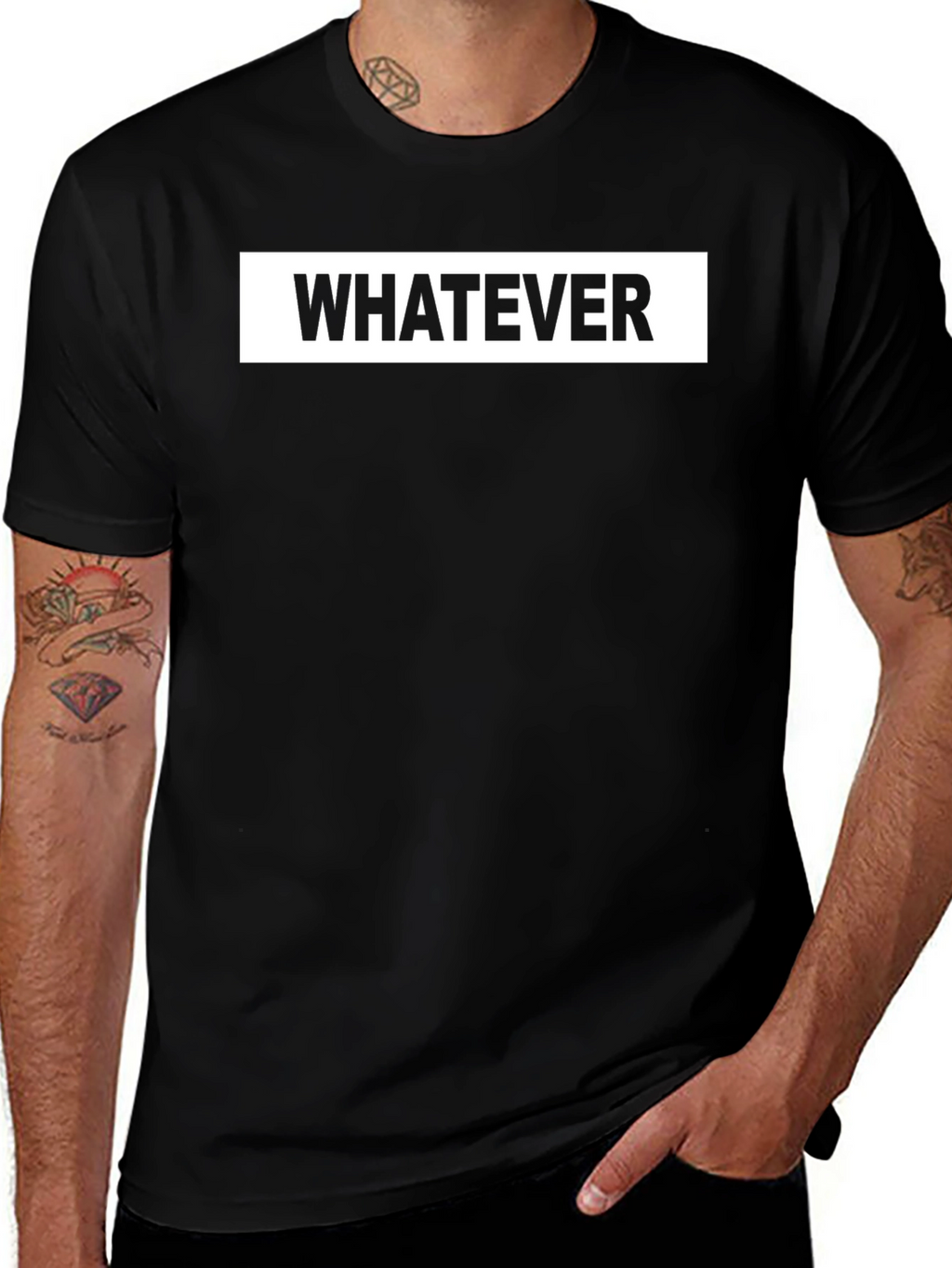 Whatever Graphic Tee - Casual Black T-Shirt