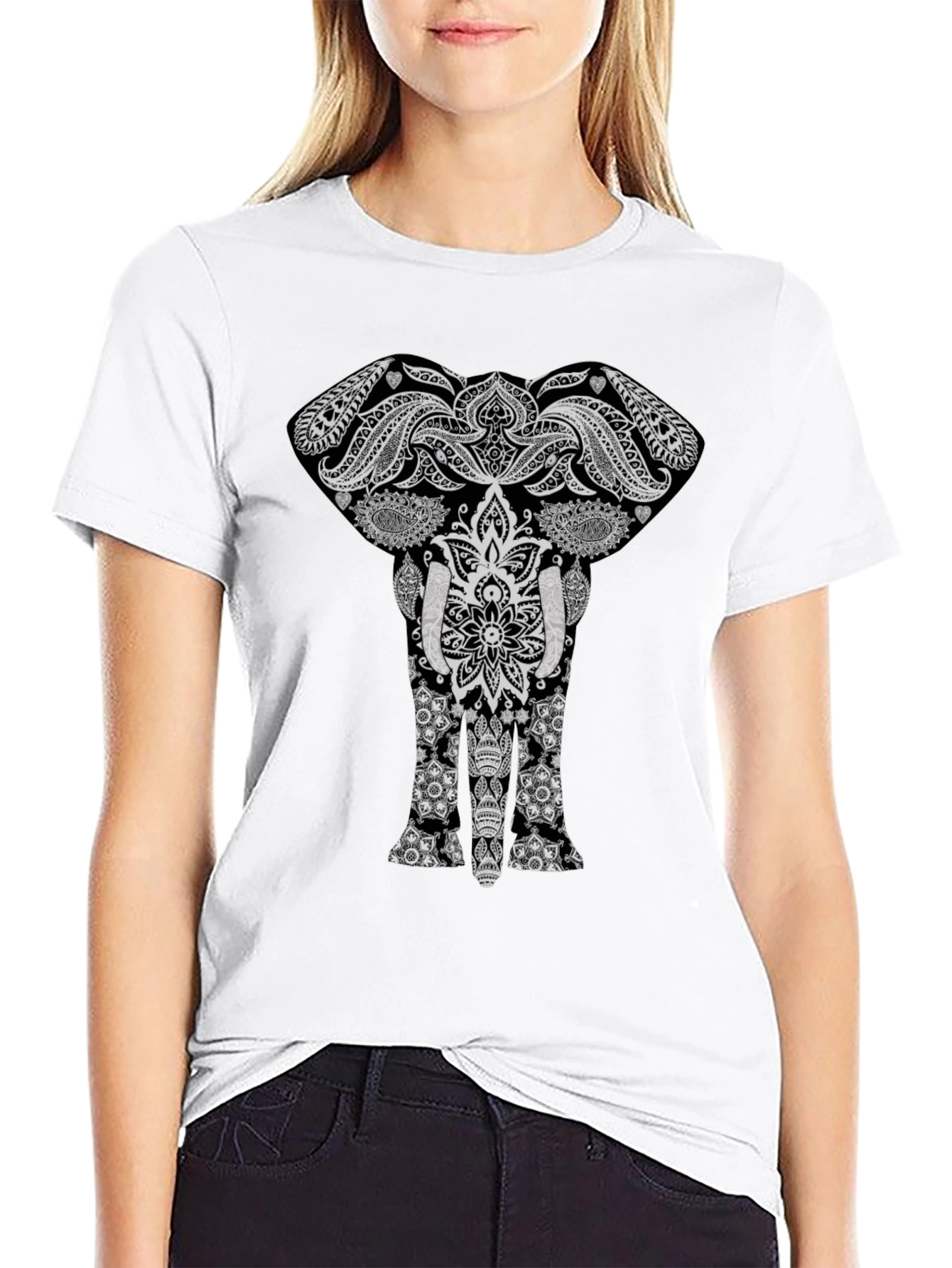 Elephant Mandala Graphic Tee - Stylish Black T-Shirt