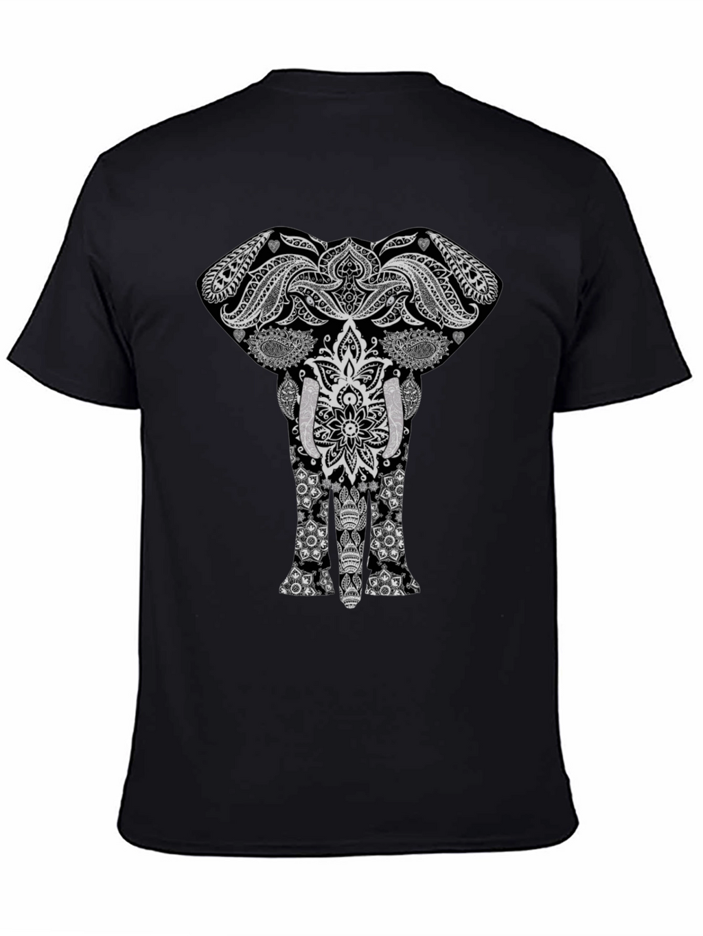 Elephant Mandala Graphic Tee - Stylish Black T-Shirt
