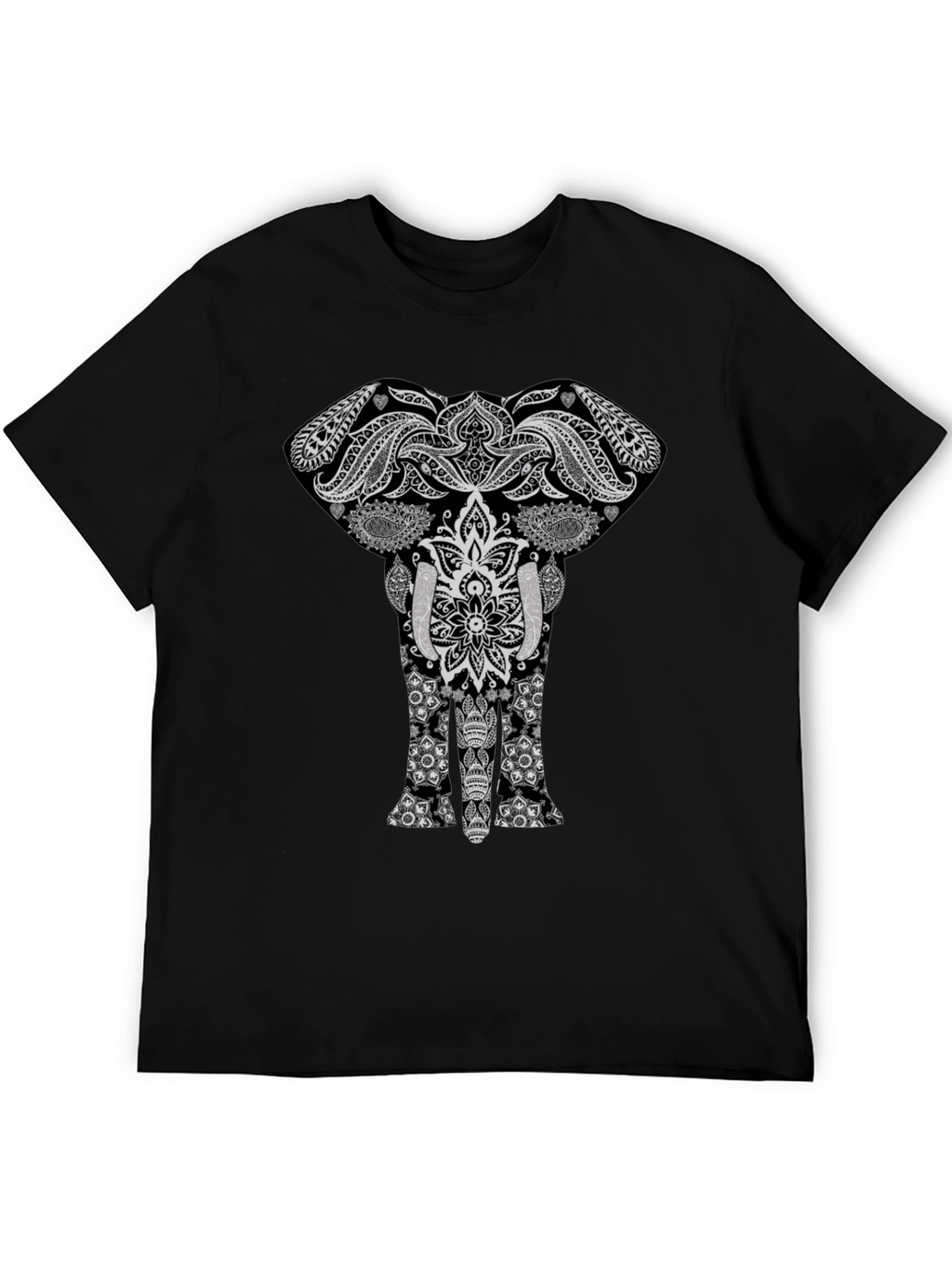 Elephant Mandala Graphic Tee - Stylish Black T-Shirt
