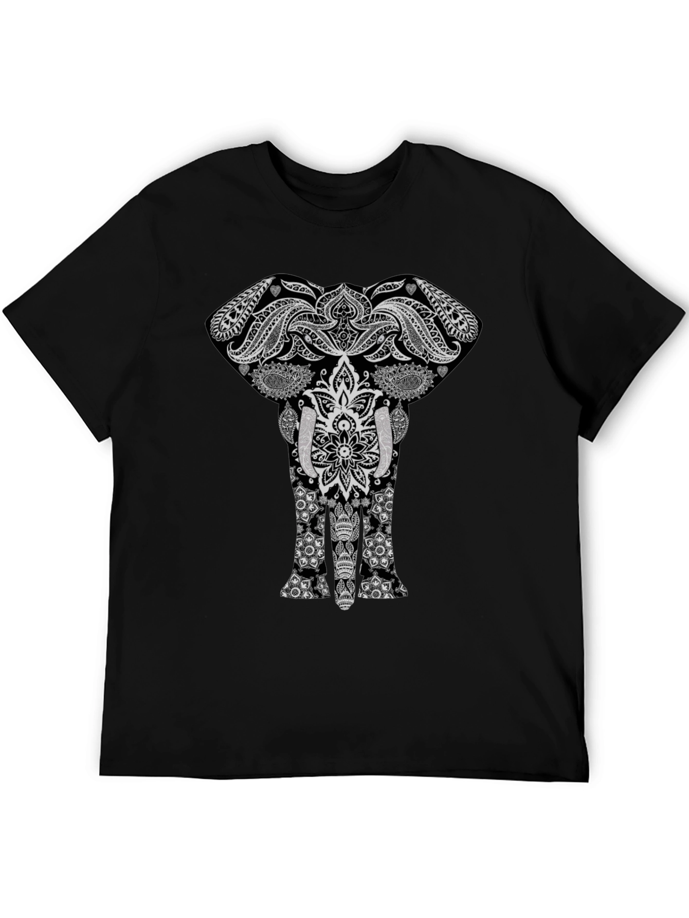 Elephant Mandala Graphic Tee - Stylish Black T-Shirt