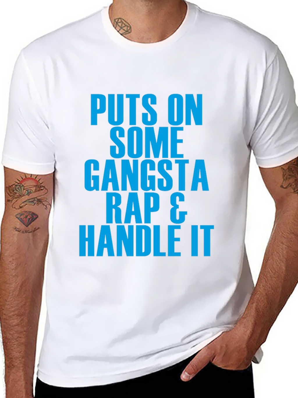 Gangsta Rap Graphic Tee - Handle It Black T-Shirt