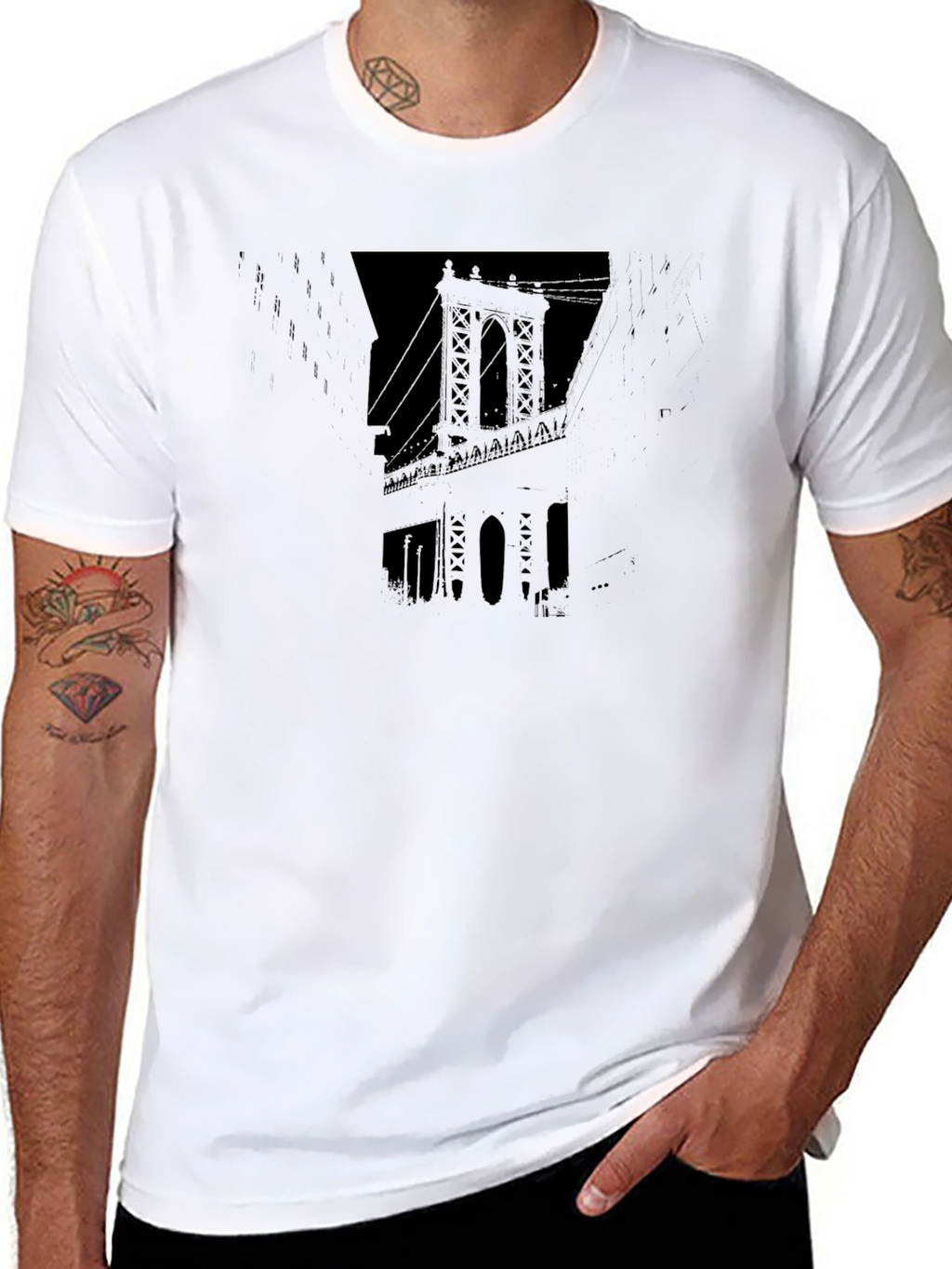 Urban Bridge Graphic T-Shirt - Black Cotton Tee