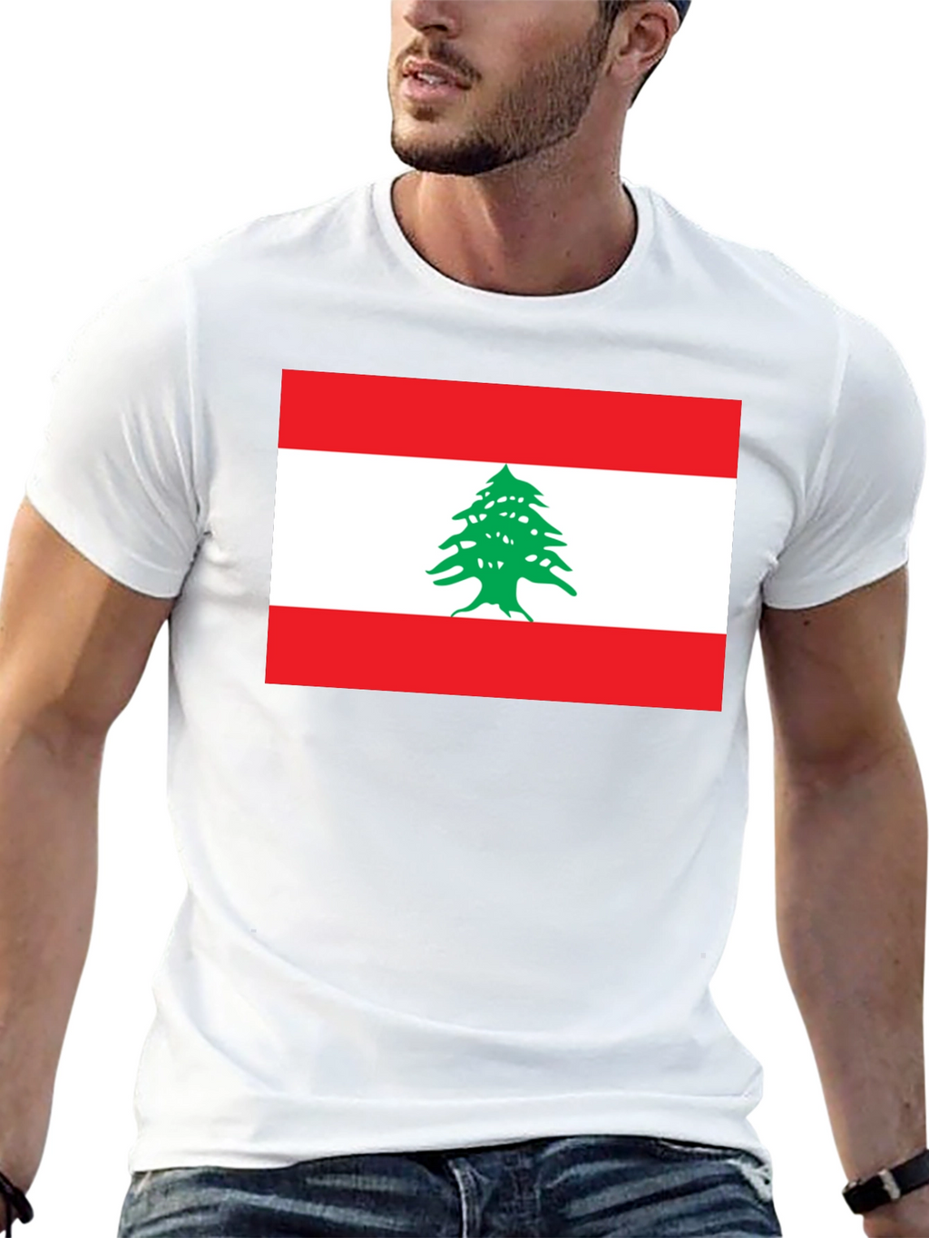 Lebanon Flag Graphic T-Shirt - Black Cotton Tee