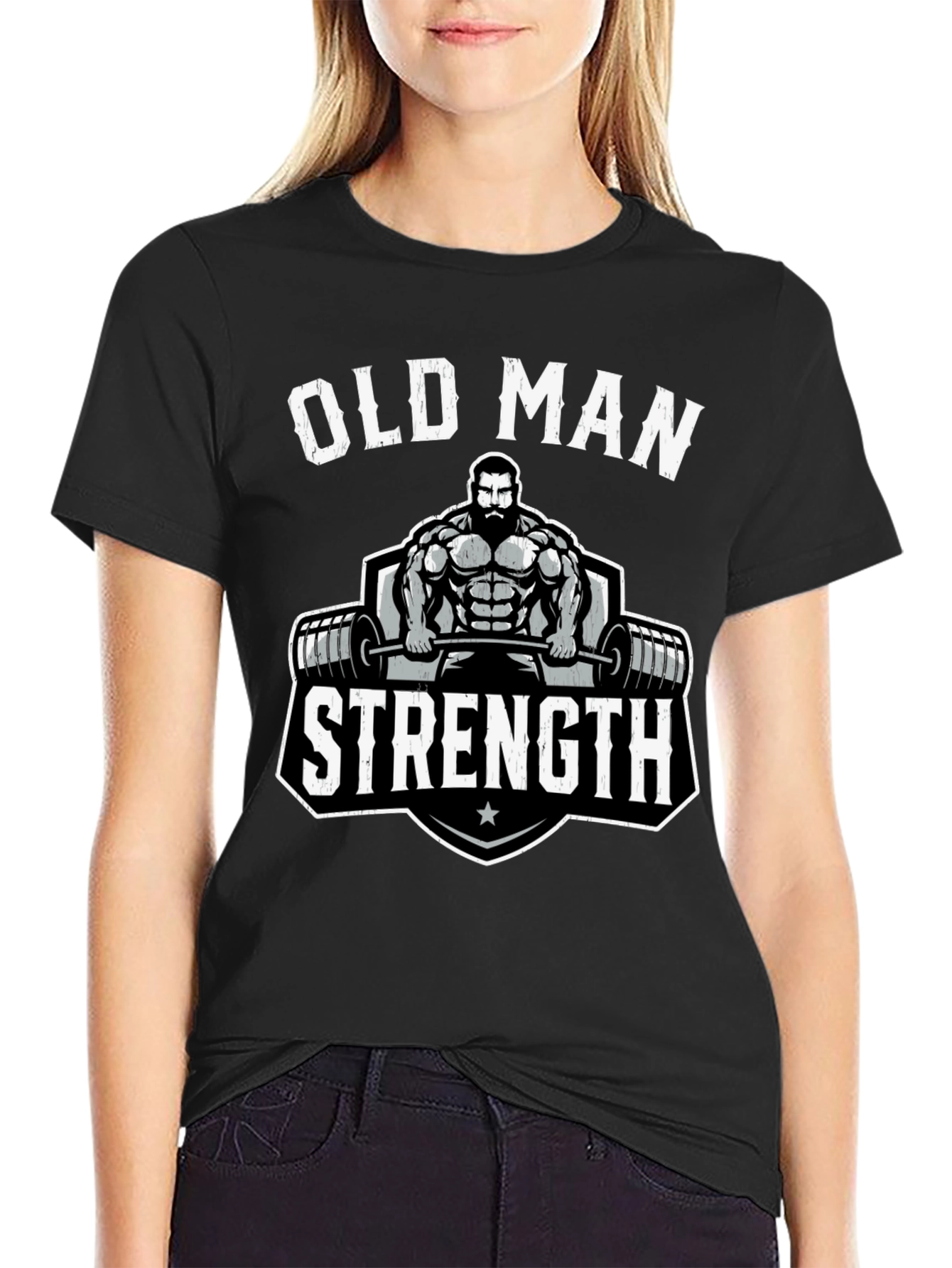Old Man Strength T-Shirt - Weightlifting Gym Tee