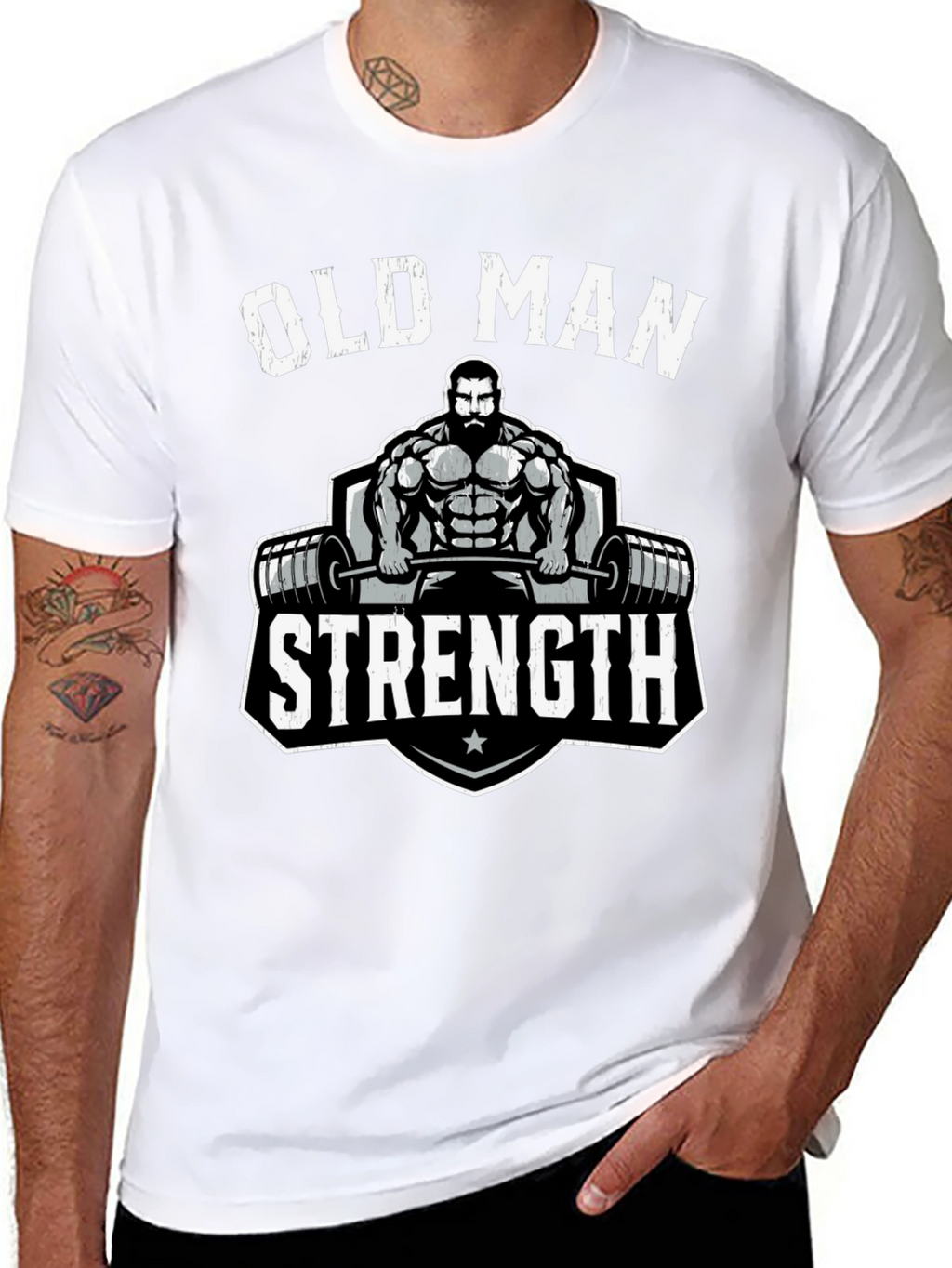 Old Man Strength T-Shirt - Weightlifting Gym Tee