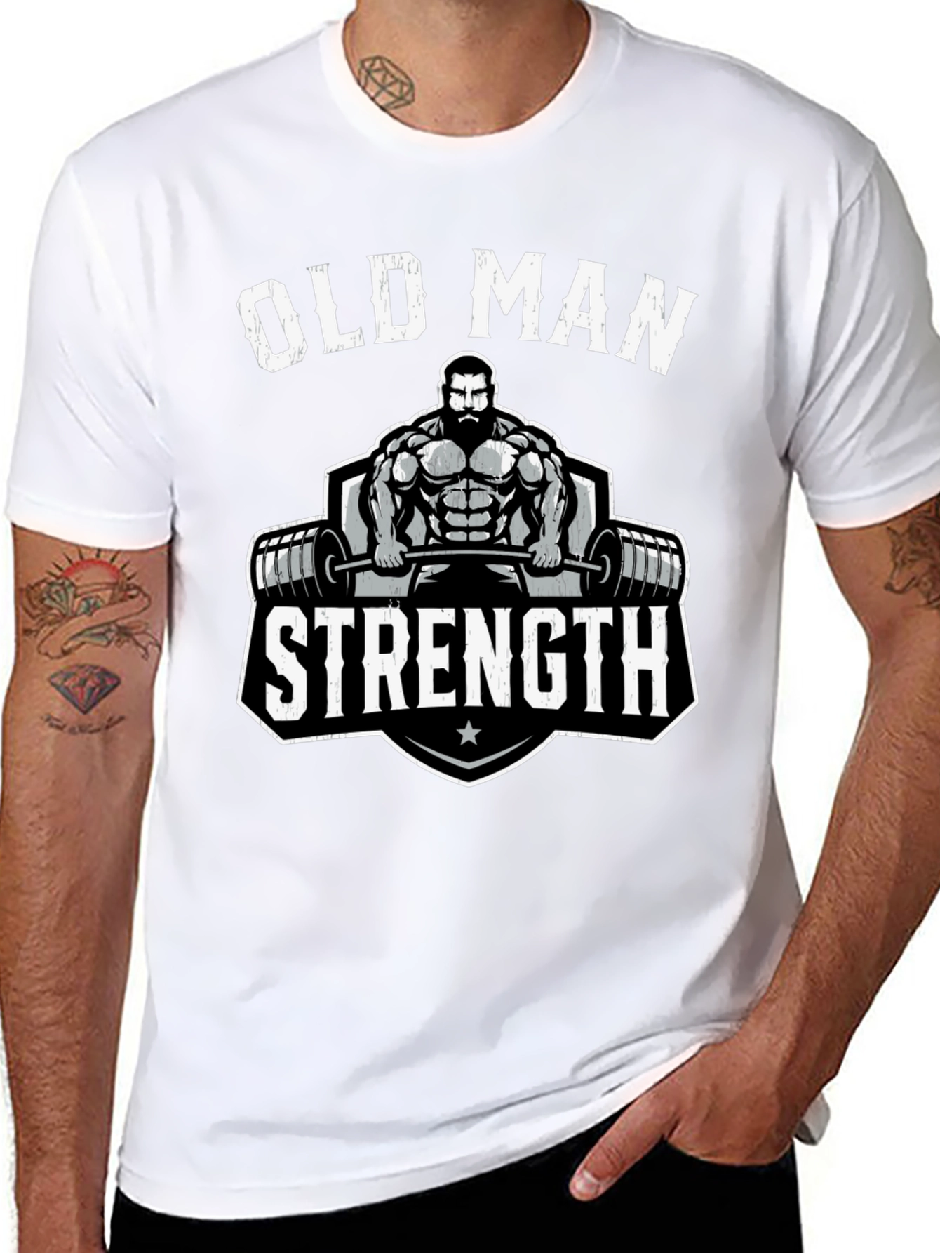 Old Man Strength T-Shirt - Weightlifting Gym Tee