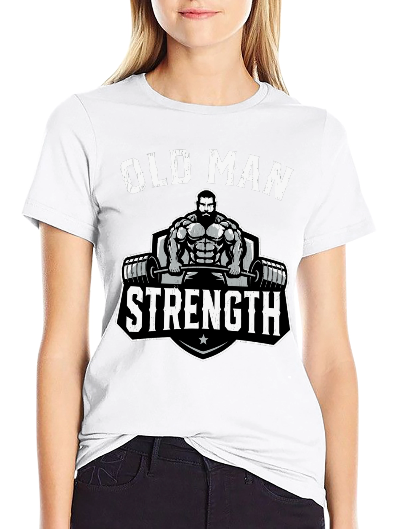 Old Man Strength T-Shirt - Weightlifting Gym Tee