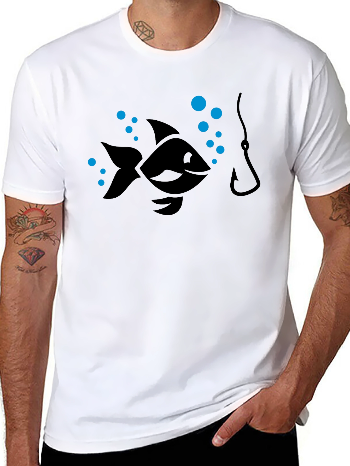 Fishing T-Shirt - Cartoon Fish Hook Design