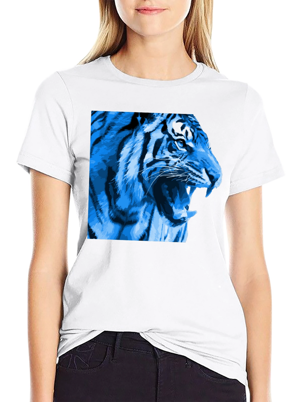 Blue Tiger Graphic T-Shirt - Mens Black Tee