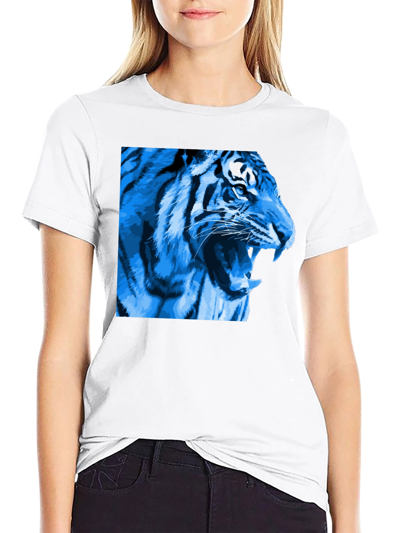 Blue Tiger Graphic T-Shirt - Mens Black Tee