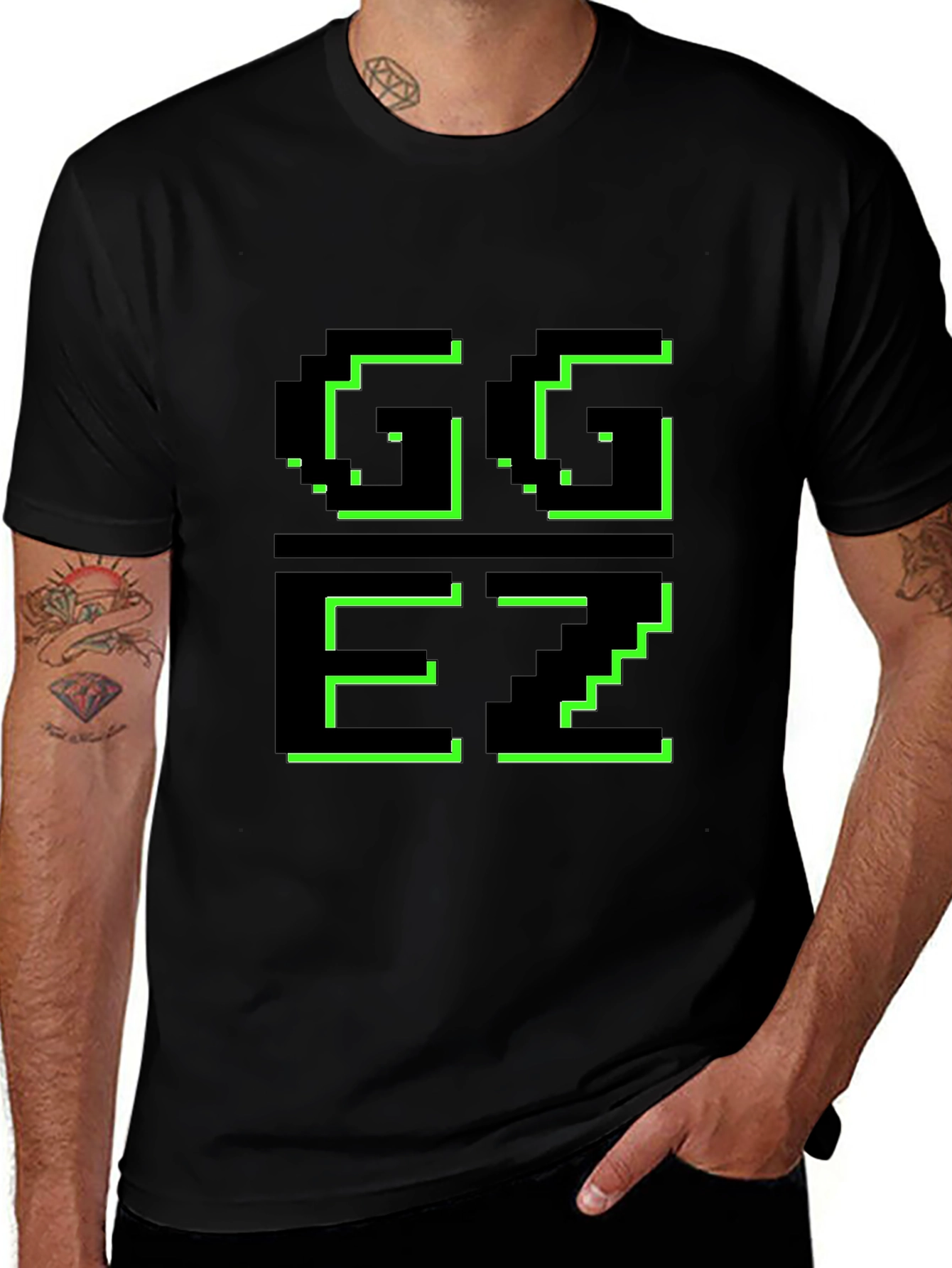 GG EZ Pixel Art T-Shirt - Gamer Style