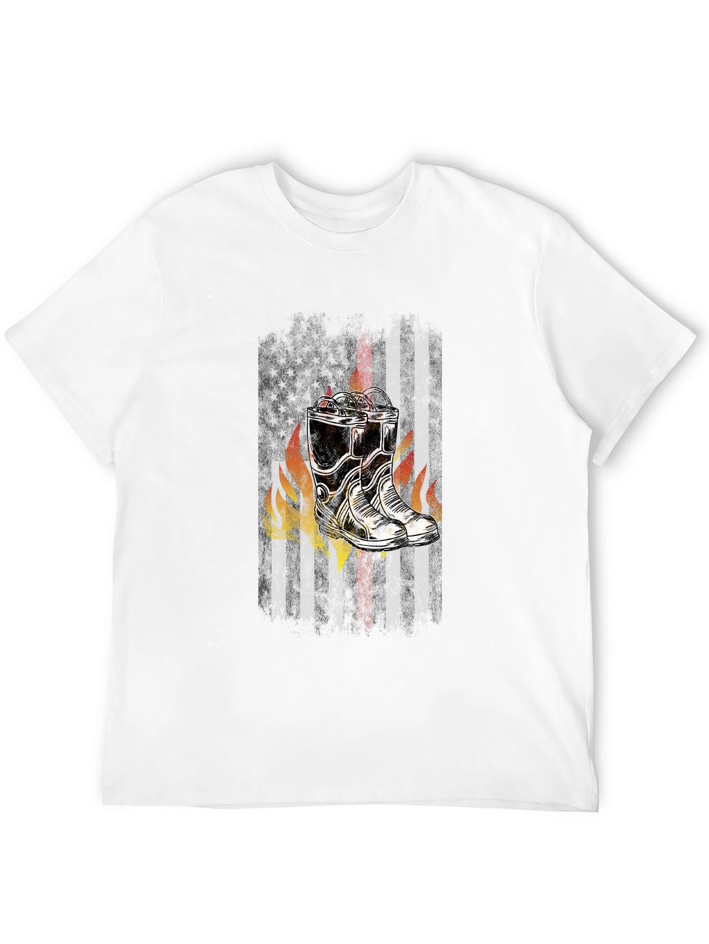 Firefighter Boots Flag Graphic Tee