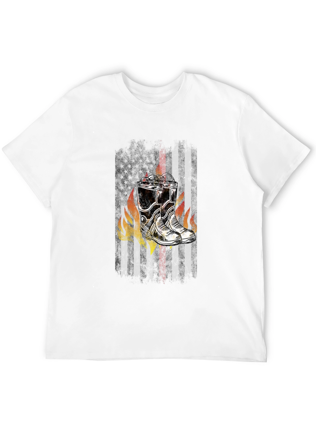 Firefighter Boots Flag Graphic Tee