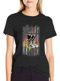 Firefighter Boots Flag Graphic Tee