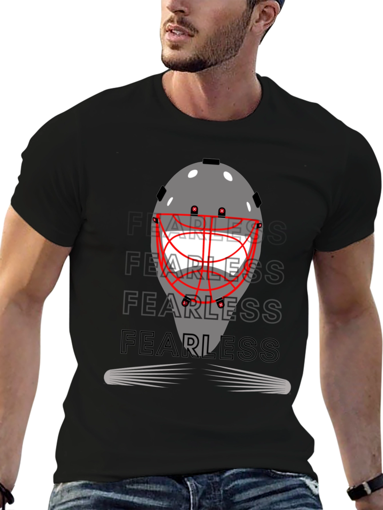 Fearless Hockey Mask Graphic Tee - Black