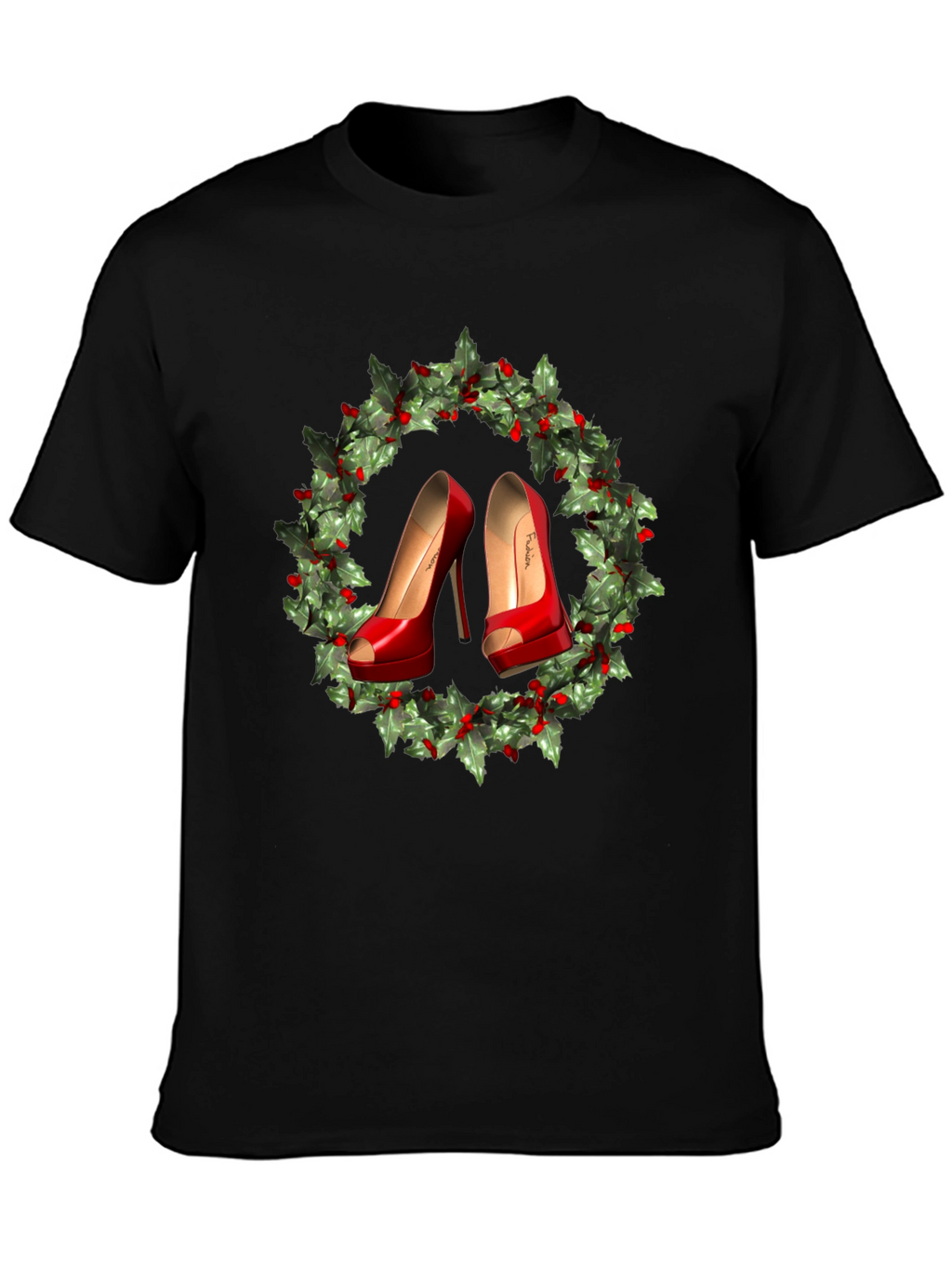 Festive High Heel Wreath Graphic Tee