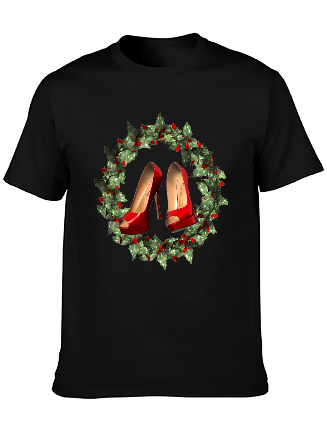 Festive High Heel Wreath Graphic Tee