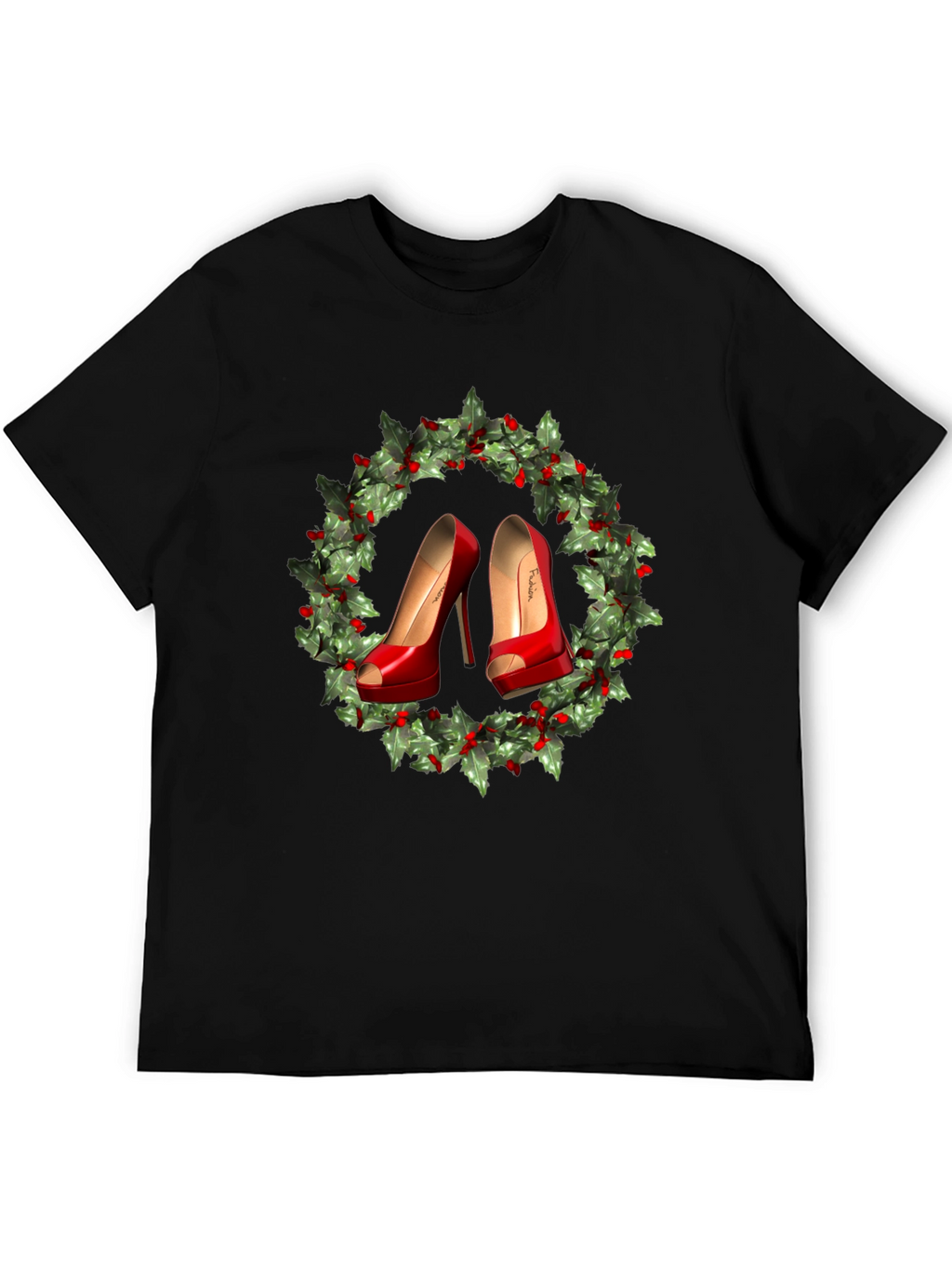 Festive High Heel Wreath Graphic Tee