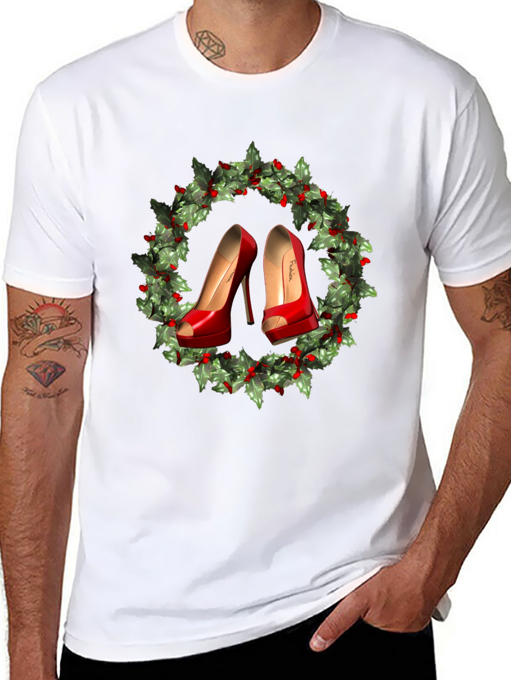 Festive High Heel Wreath Graphic Tee