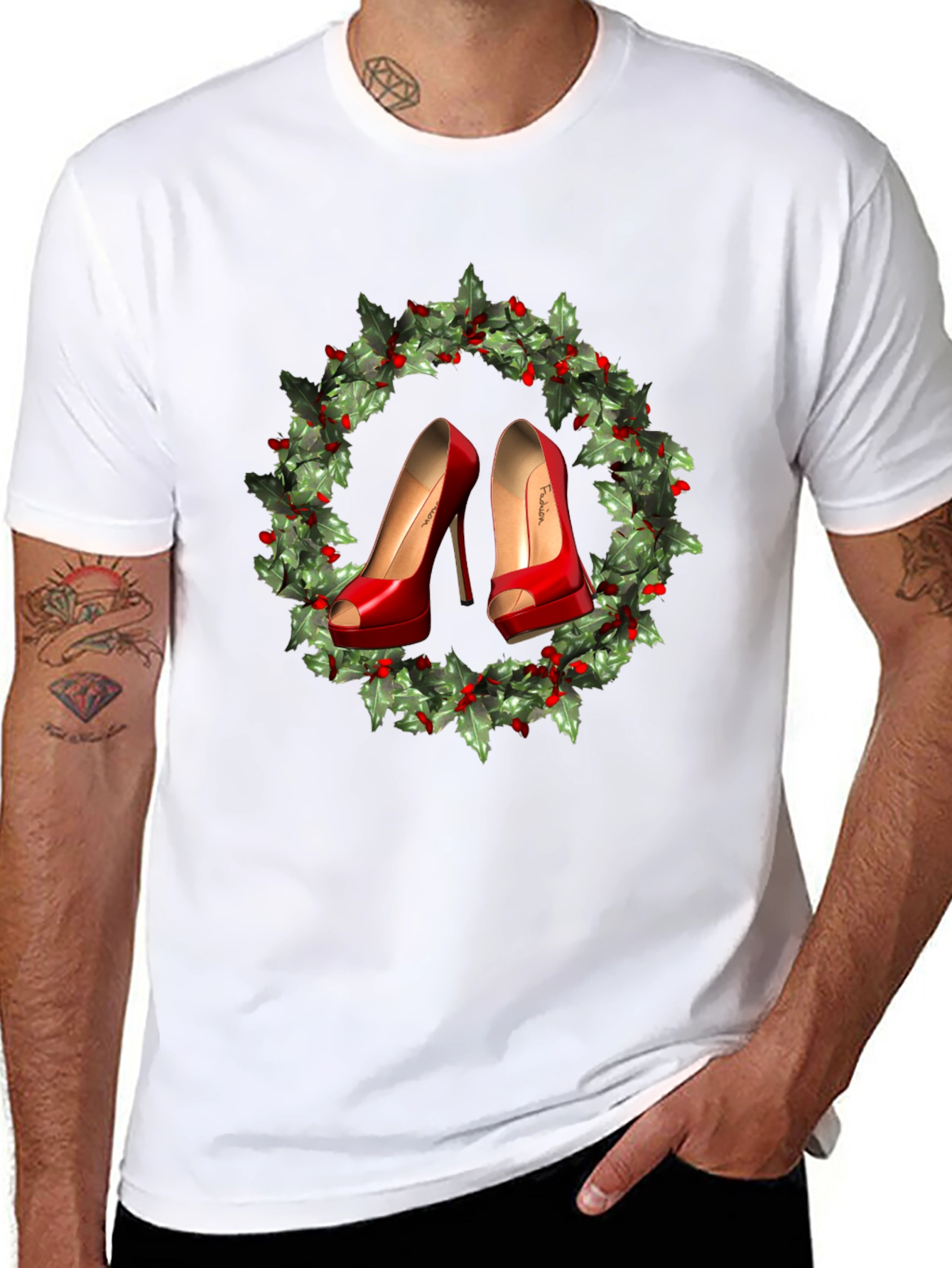Festive High Heel Wreath Graphic Tee