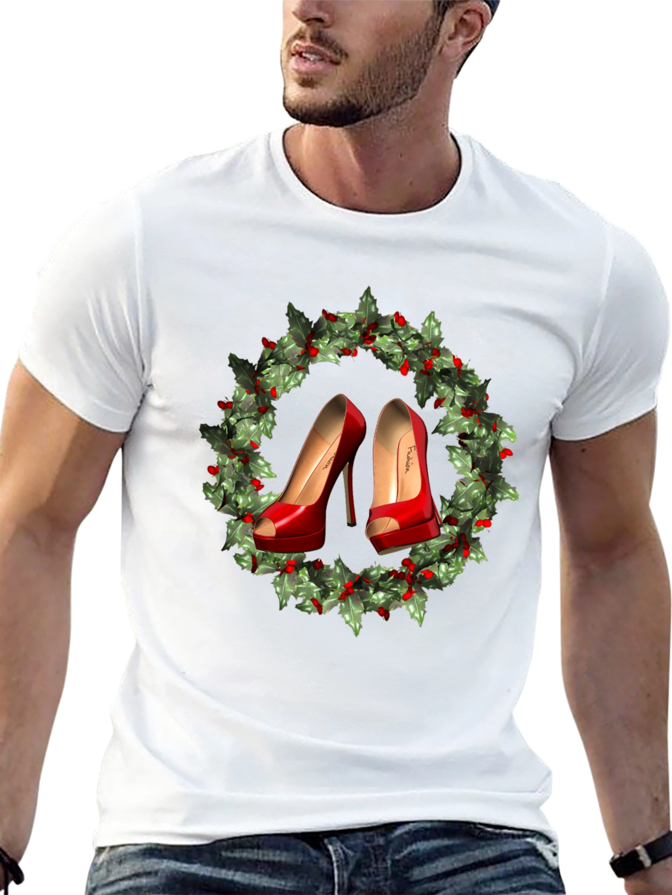 Festive High Heel Wreath Graphic Tee