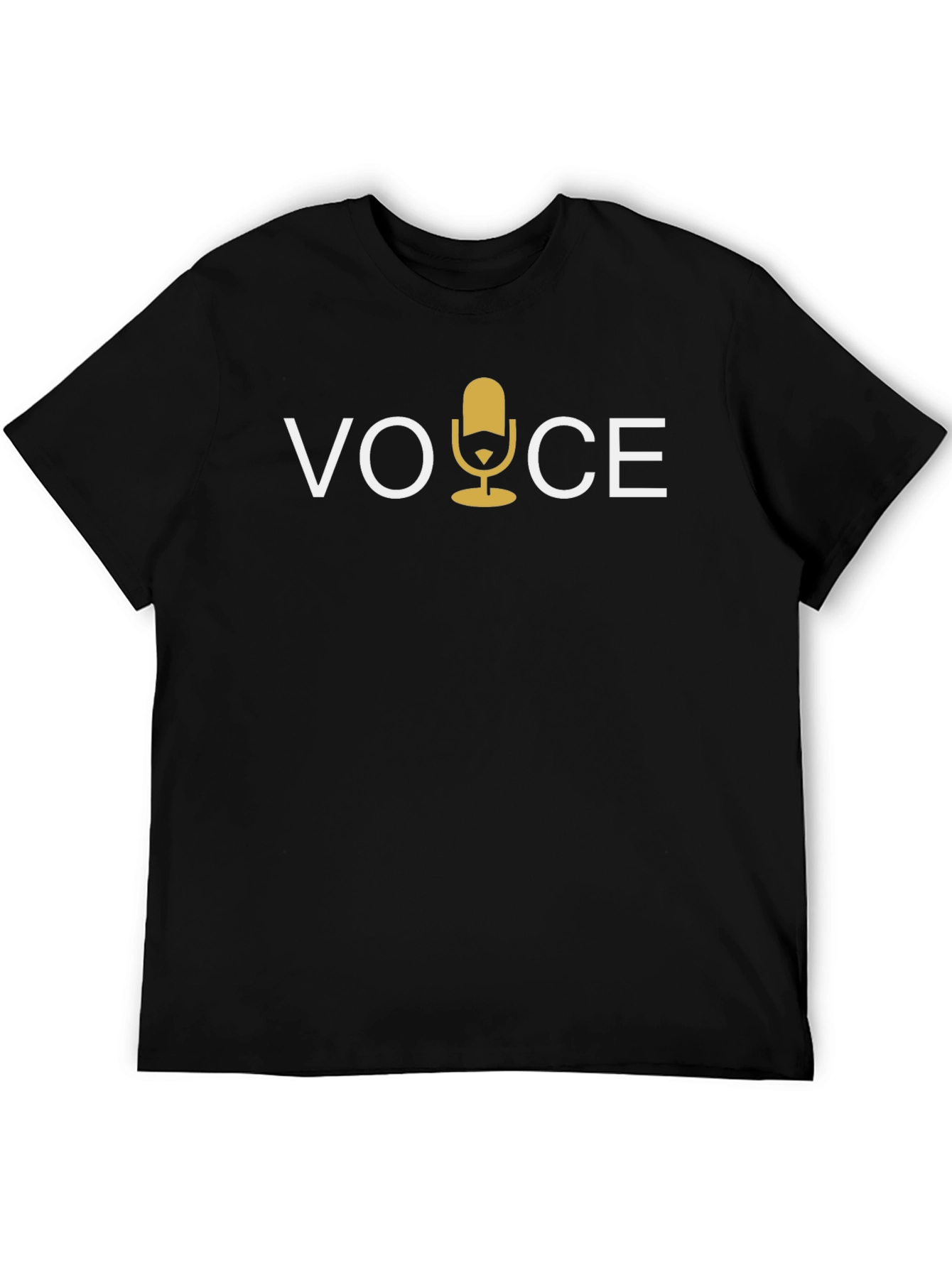 Voice Graphic Tee - Microphone Design Black Cotton T-Shirt