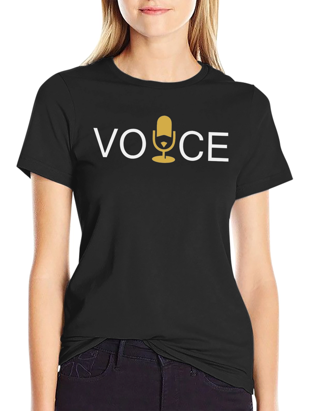 Voice Graphic Tee - Microphone Design Black Cotton T-Shirt