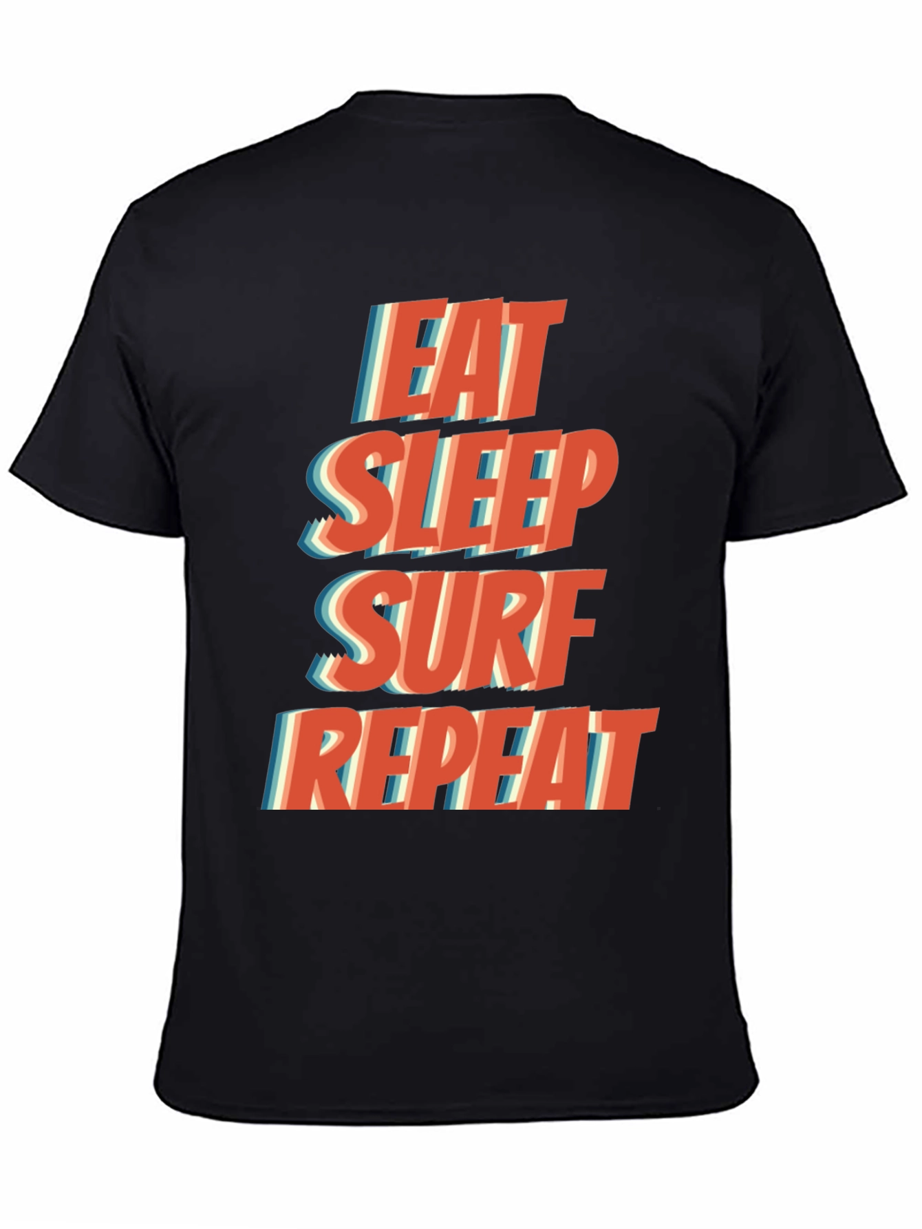Eat Sleep Surf Repeat T-Shirt - Black Casual Tee