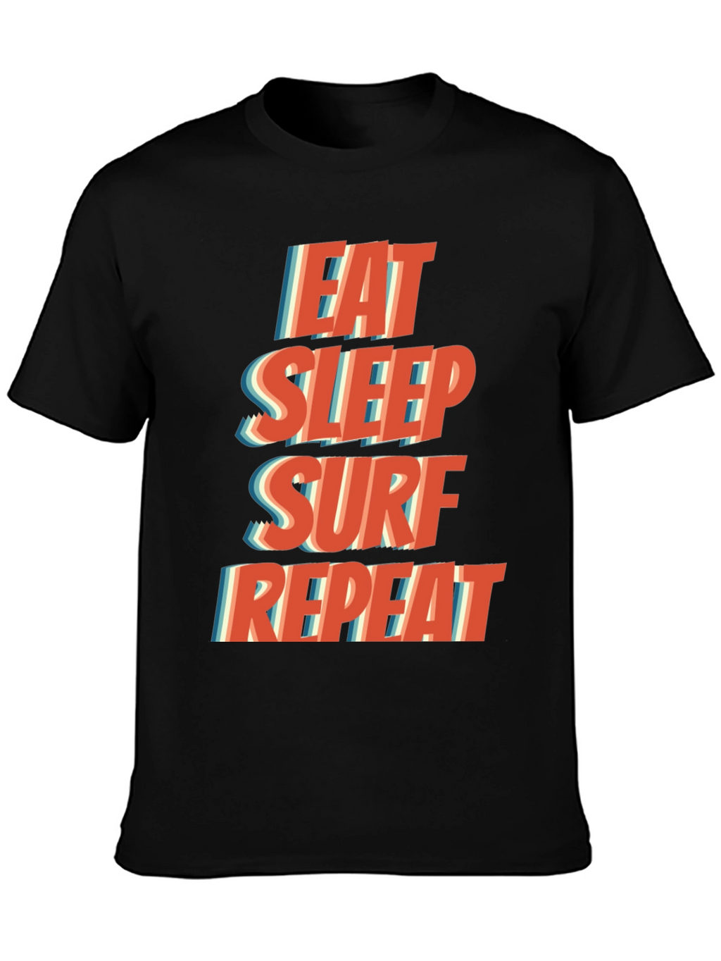 Eat Sleep Surf Repeat T-Shirt - Black Casual Tee