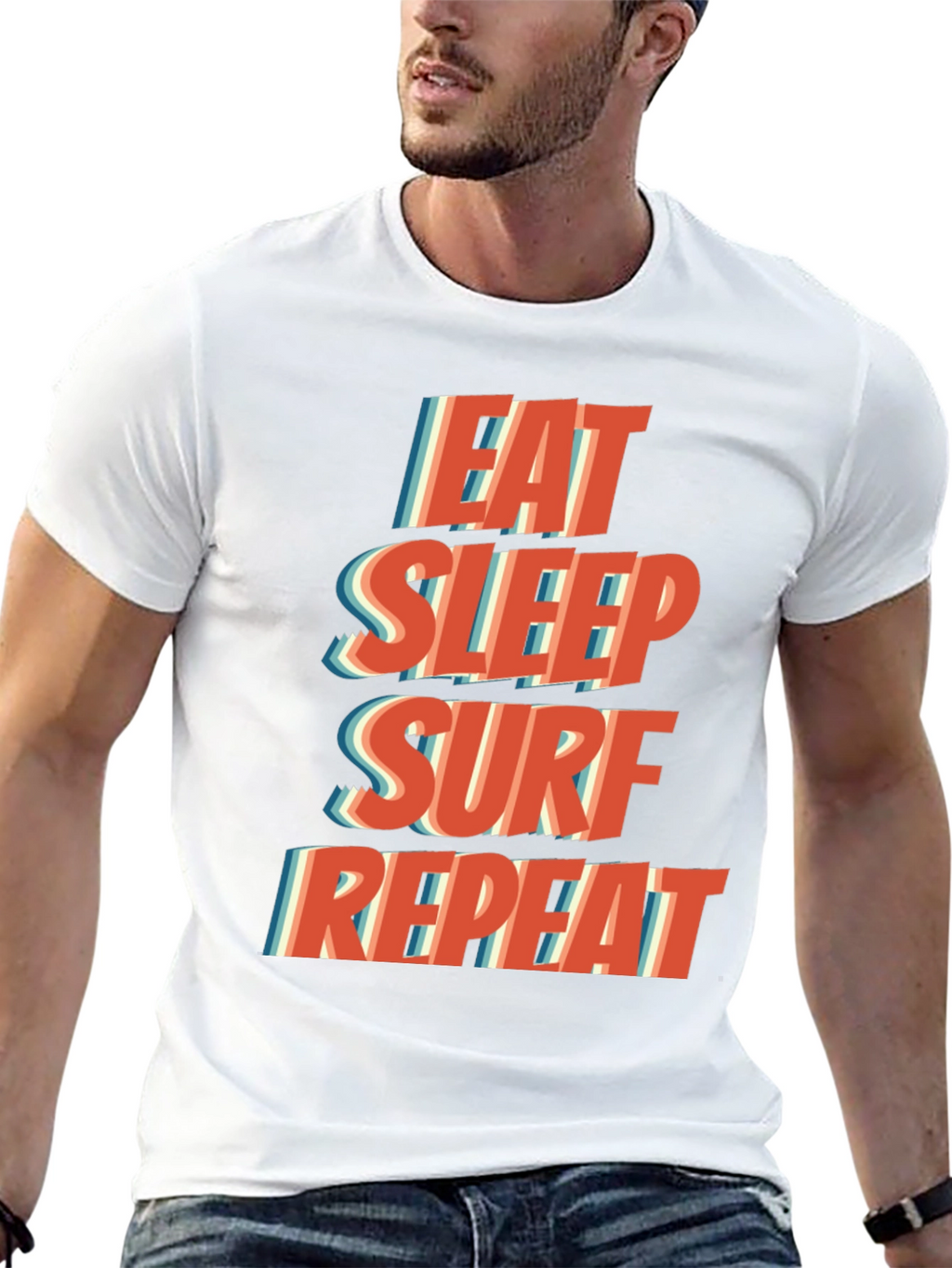 Eat Sleep Surf Repeat T-Shirt - Black Casual Tee