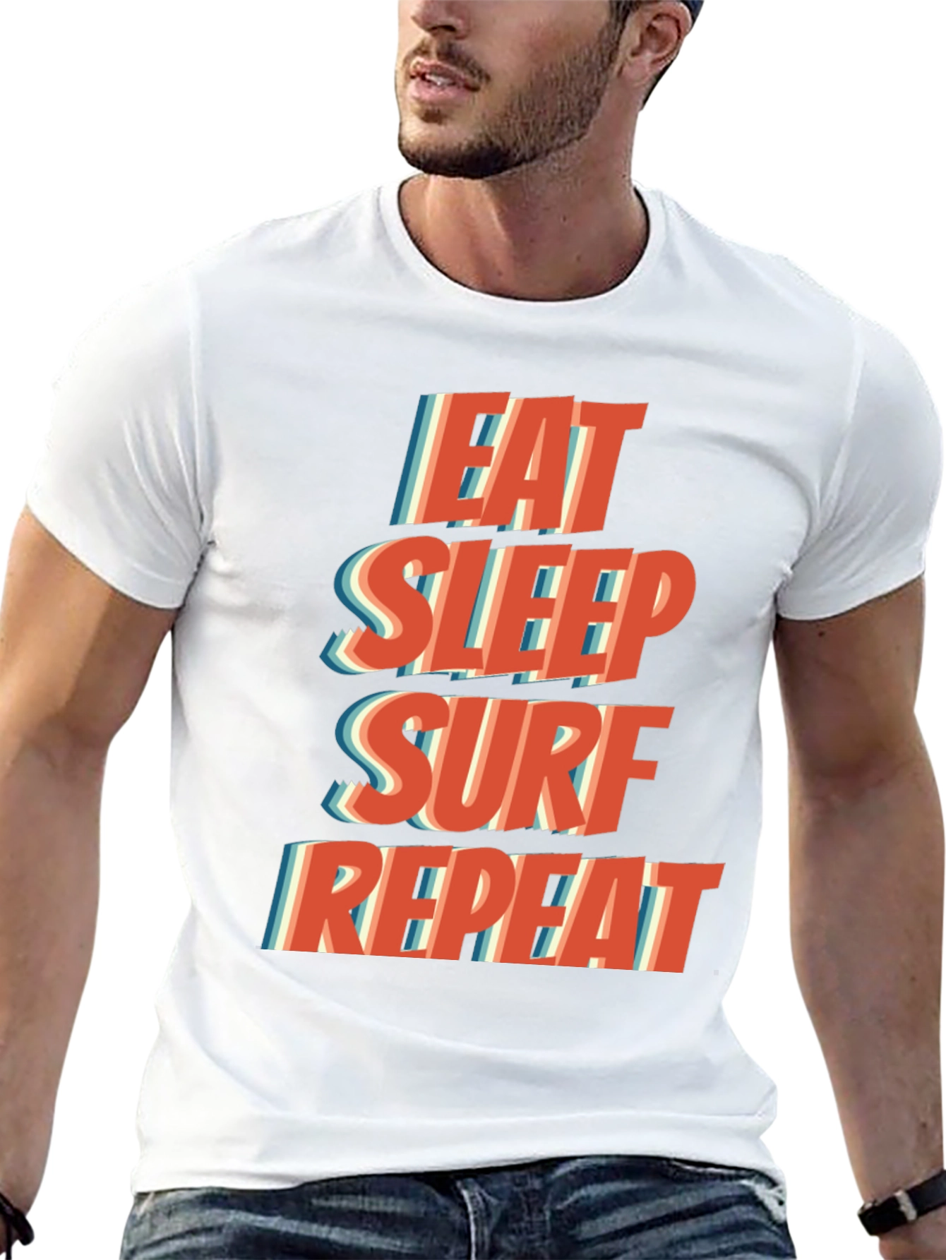 Eat Sleep Surf Repeat T-Shirt - Black Casual Tee