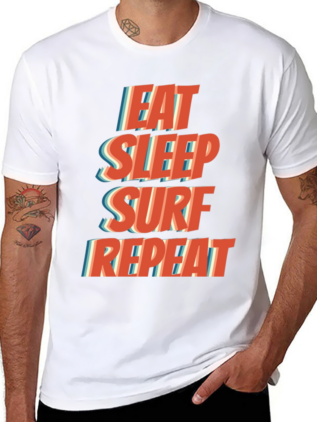Eat Sleep Surf Repeat T-Shirt - Black Casual Tee